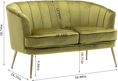 Miniatura 41 de Artechworks Silla moderna de terciopelo con patas doradas para sala de estar, dormitorio, oficina en casa, silla de club con respaldo copetudo,