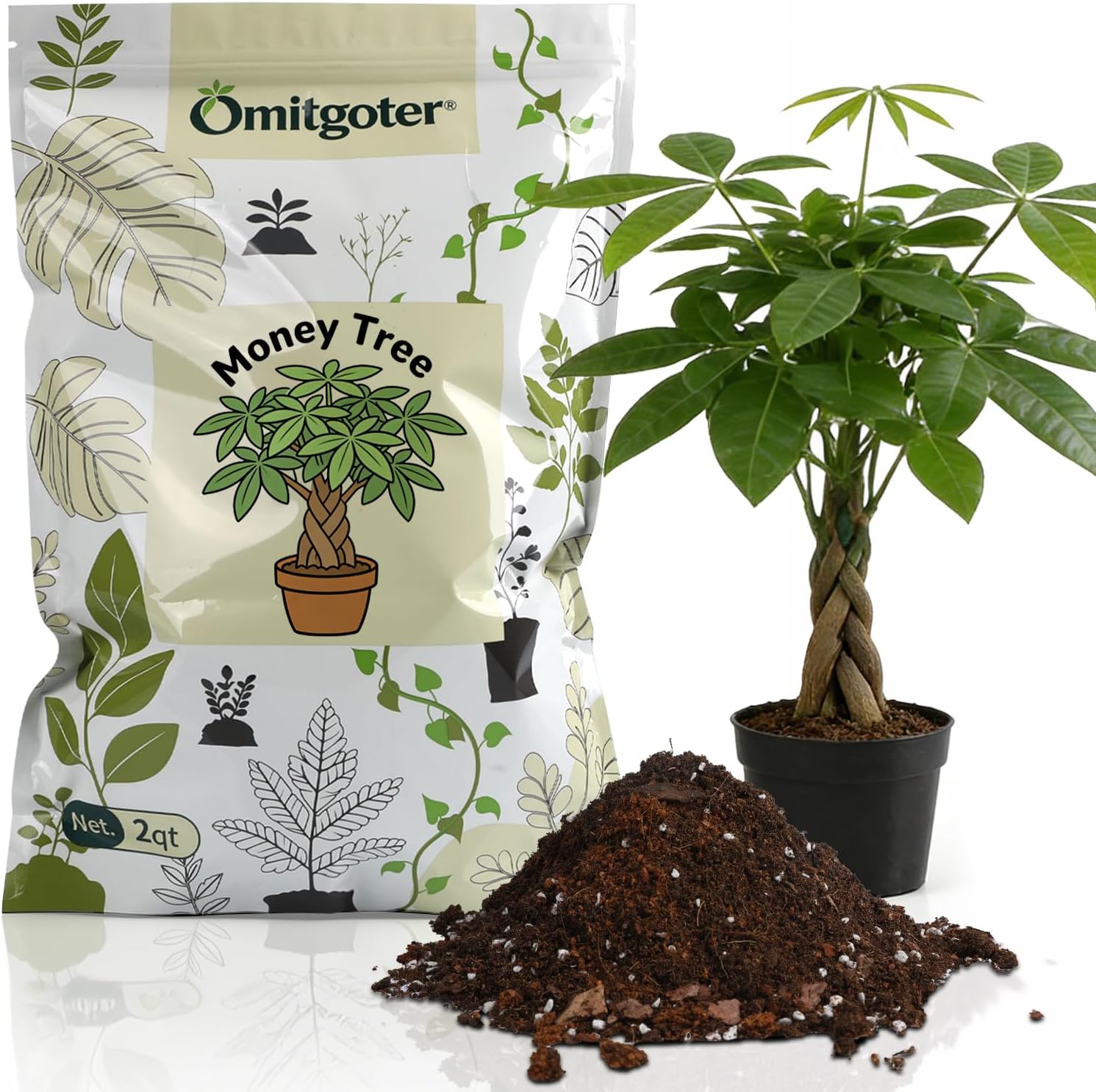 All-Natural Money Tree Soil & Indoor Potting Mix 10QT - Drainage-Enhanced Plant Soil for Healthy Indoor Plants