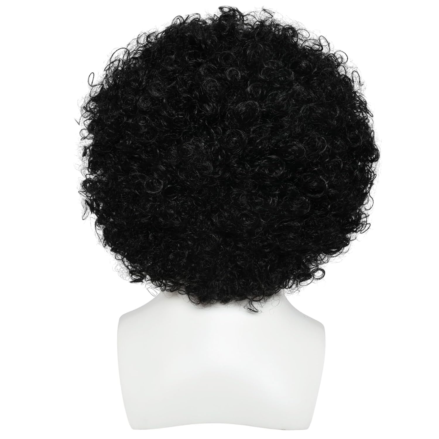 Unisex Short Fluffy Afro Funny Wigs for Women Men Curly Disco Hippie Clown Wig for Costume Cosplay Halloween Party (Black)