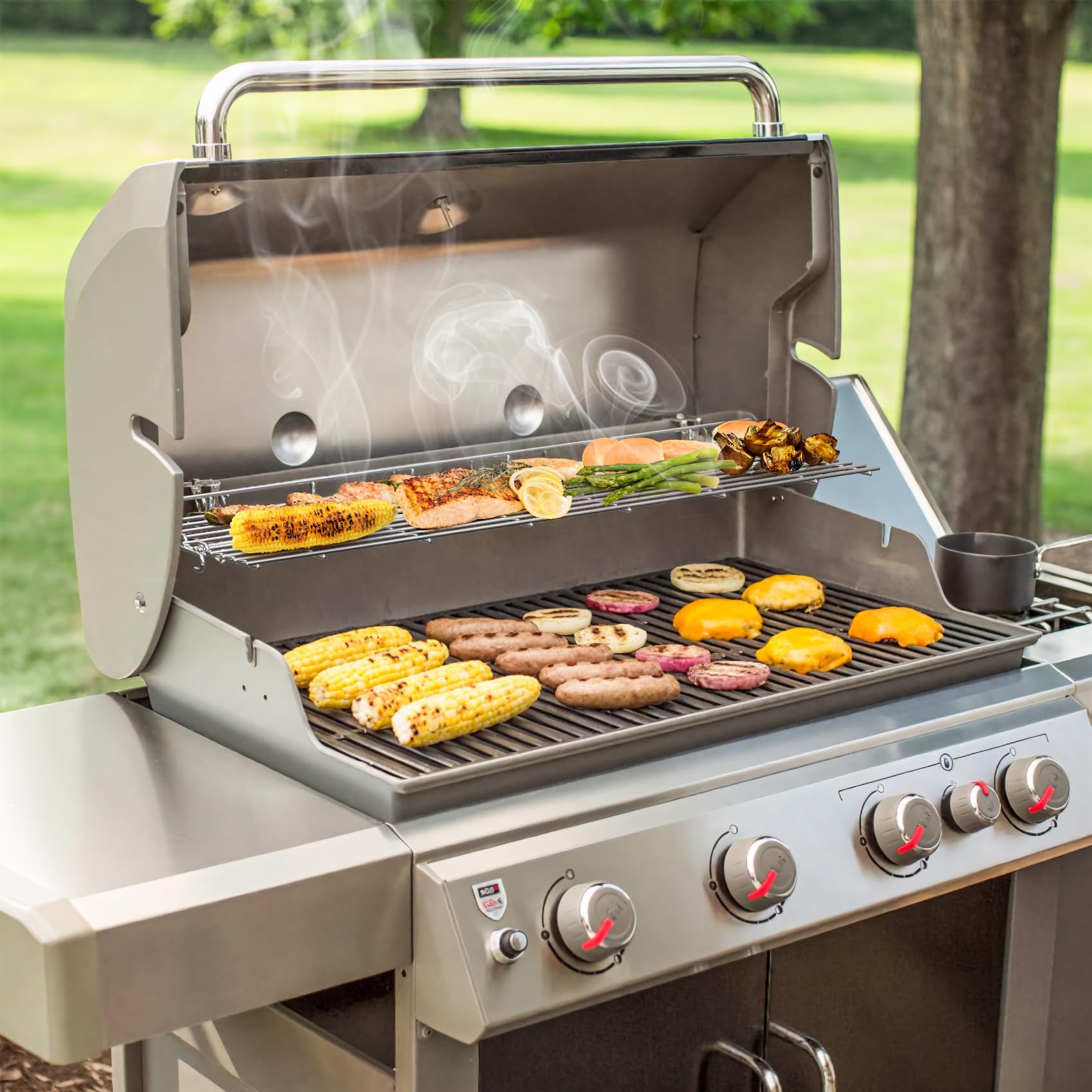 onlyfire Grille de réchauffement en INOX pour Weber Barbecue à Gaz Série Genesis II 400 et Genesis II E/S/SE-410, II E/S-435, Pièce de Rechange pour Weber 66045