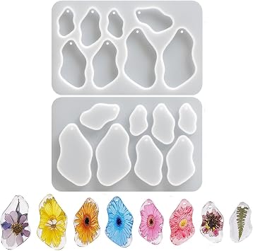 8 Cavities Keychain Resin Silicone Molds with Hole | Resin Jewelry Pendant Mold for Beginner, Epoxy Resin Molds for Keychain Pendant Jewelry Making