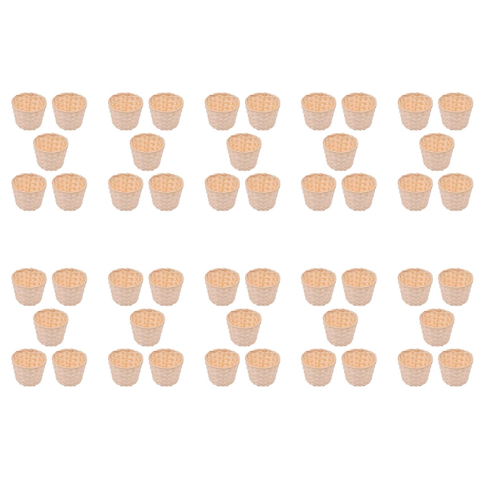 Hndhbfgrt 50PCS Mini Woven Baskets Without Handles for Party Favors Crafts Decor Suitable for Various Occasions(7.5X6cm)