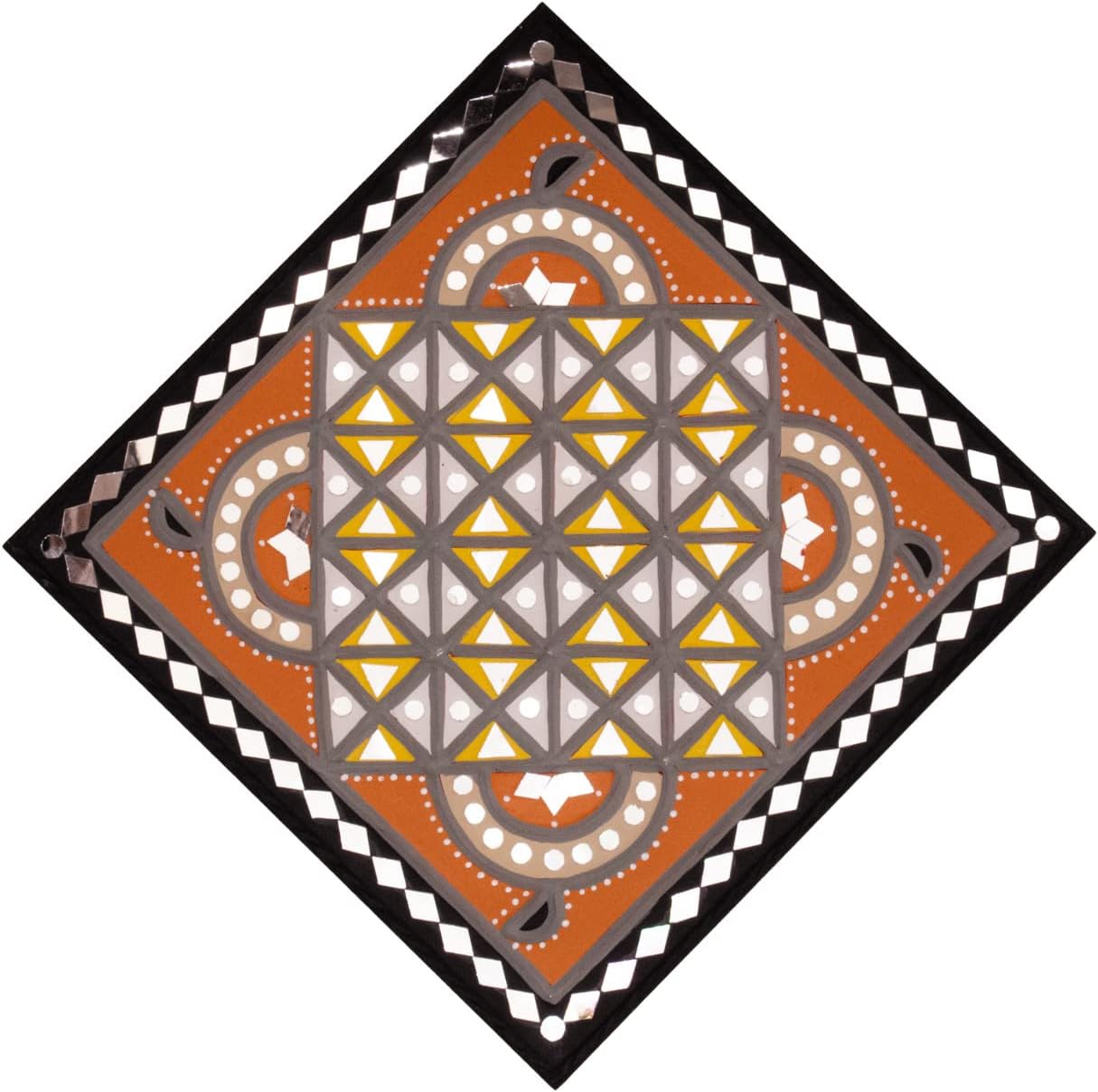 Ethnics of KutchEthnics of Kutch Lippan Kam Traditional Indian Handicraft Rustic Mud Mirror Craft Living Room Wall Hanging Home Decoration Art Work (Size : 12 x 12 Inch)