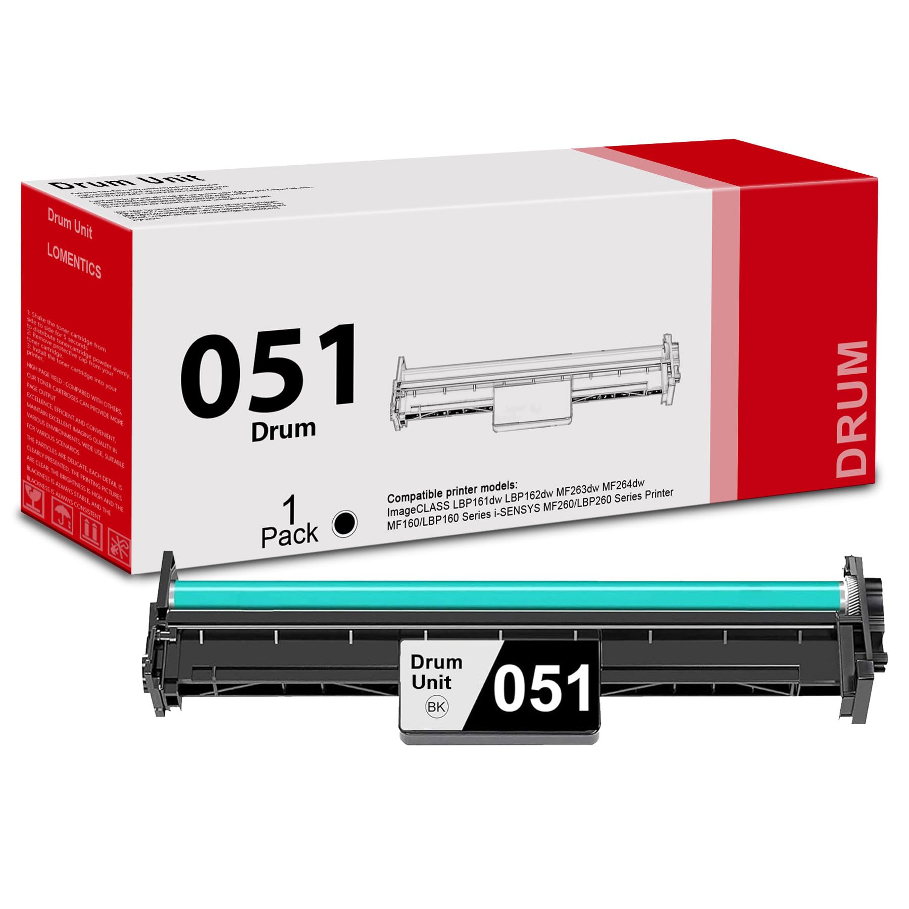 051 Drum Unit, Compatible 1 Pack CRG051 High Yield Black (2170C001) Drum Unit Replacement for Canon 051 ImageCLASS LBP161dw LBP162dw MF263dw MF264dw