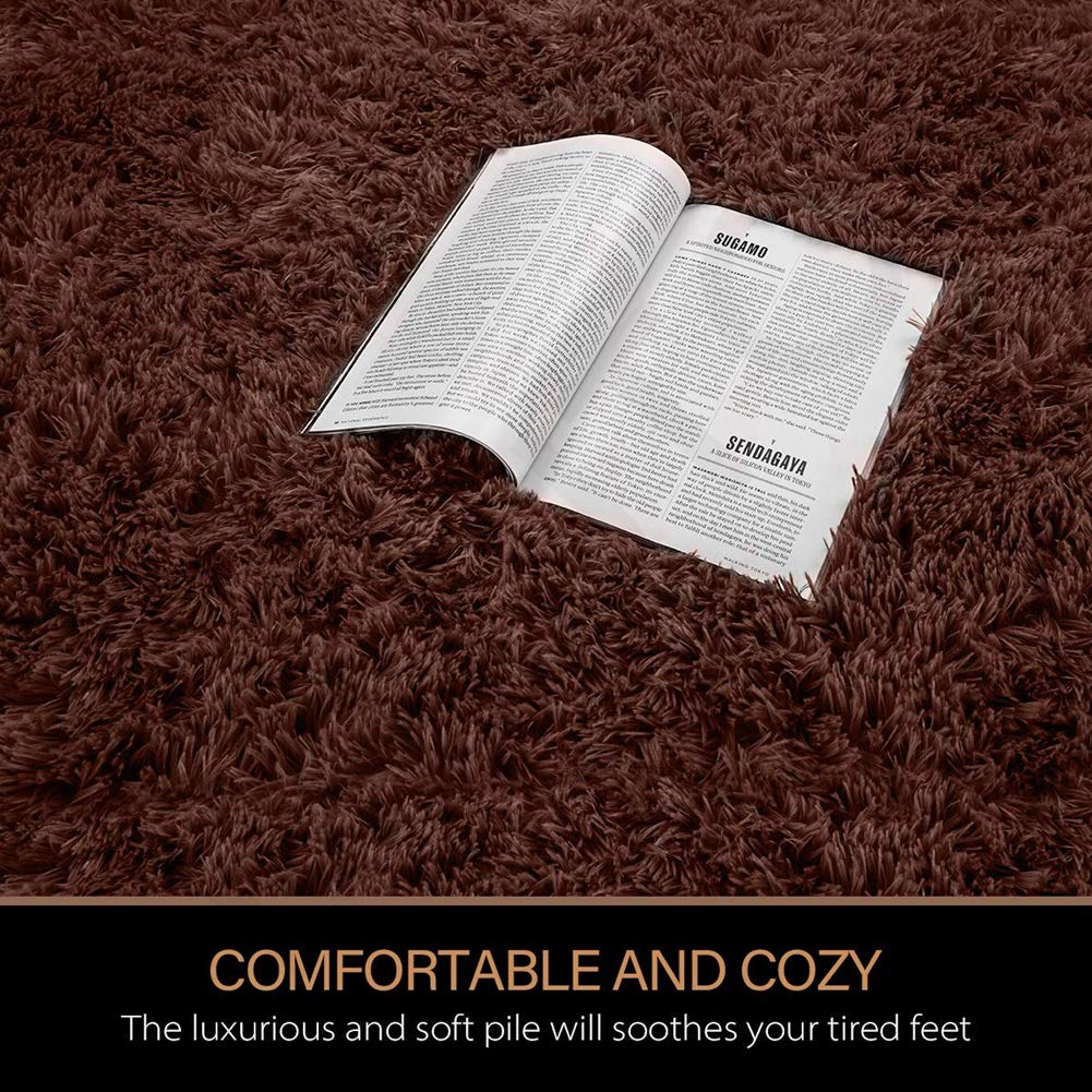 Tapis Fourrure synthétique, Tapis Chambre, Durable Antistatique, pour Chambre d'enfant, Chambre à Coucher, Salon, Marron, 40 x 70 cm