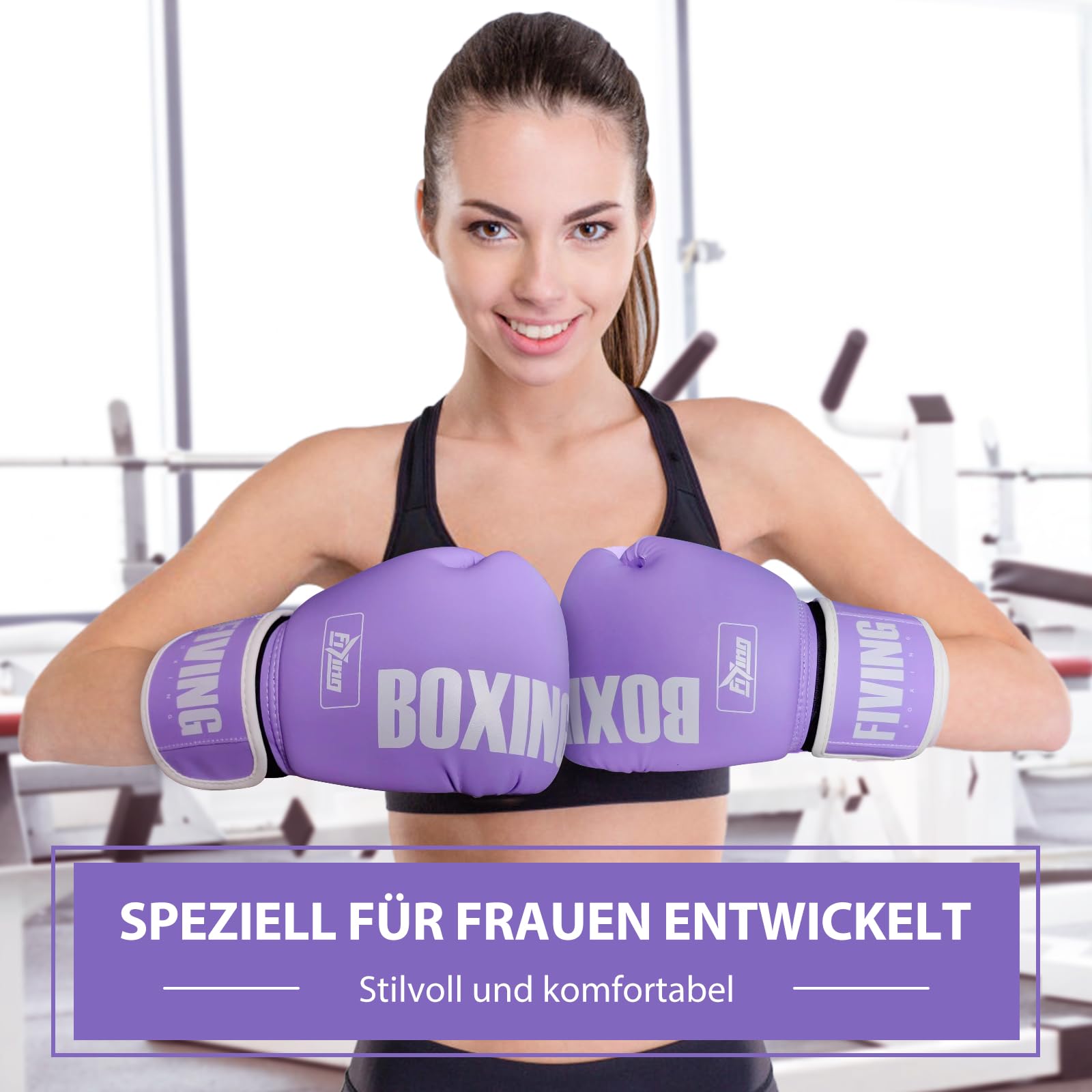 FIVING Pro Style - Guantes de boxeo para mujer, piel sintética, entrenamiento, Muay Thai, sparring, artes marciales, saco de boxeo, entrenamiento para mujer