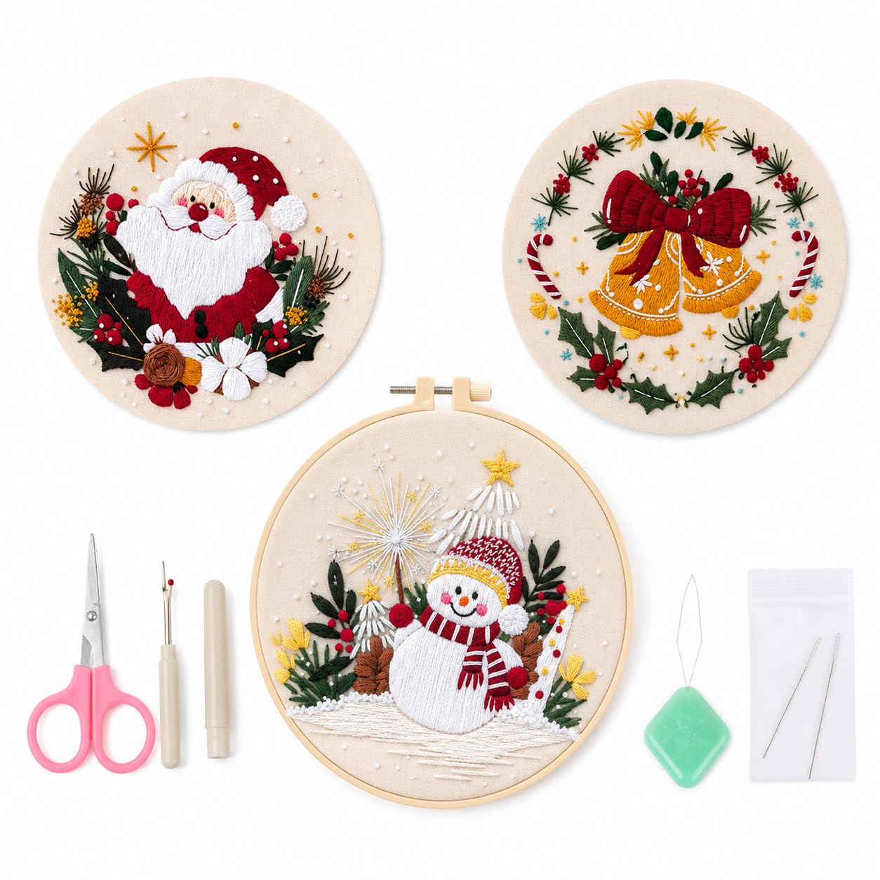 Christmas Embroidery Kits - 3 Festive Designs -1