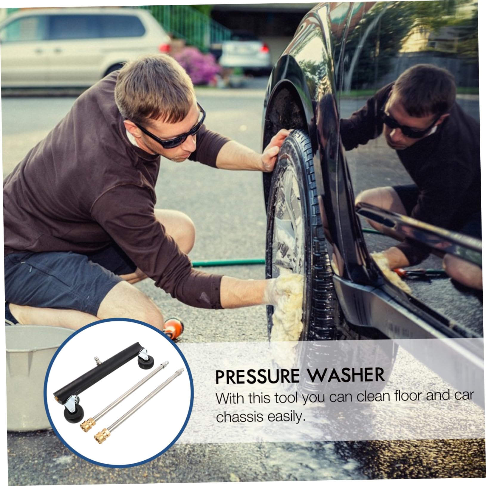 Cepillo Material Acero Inoxidable y Latón para Hidrolavadora de Alta Presión Rueda Giratoria para Limpieza de Chasis de Coche y Suelo Adecuado para Limpieza de Vehículos