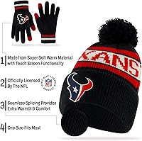 Vista 186 de Ultra Game Gorro de invierno de punto súper suave oficial de la NFL con guantes extra cálidos para pantalla táctil