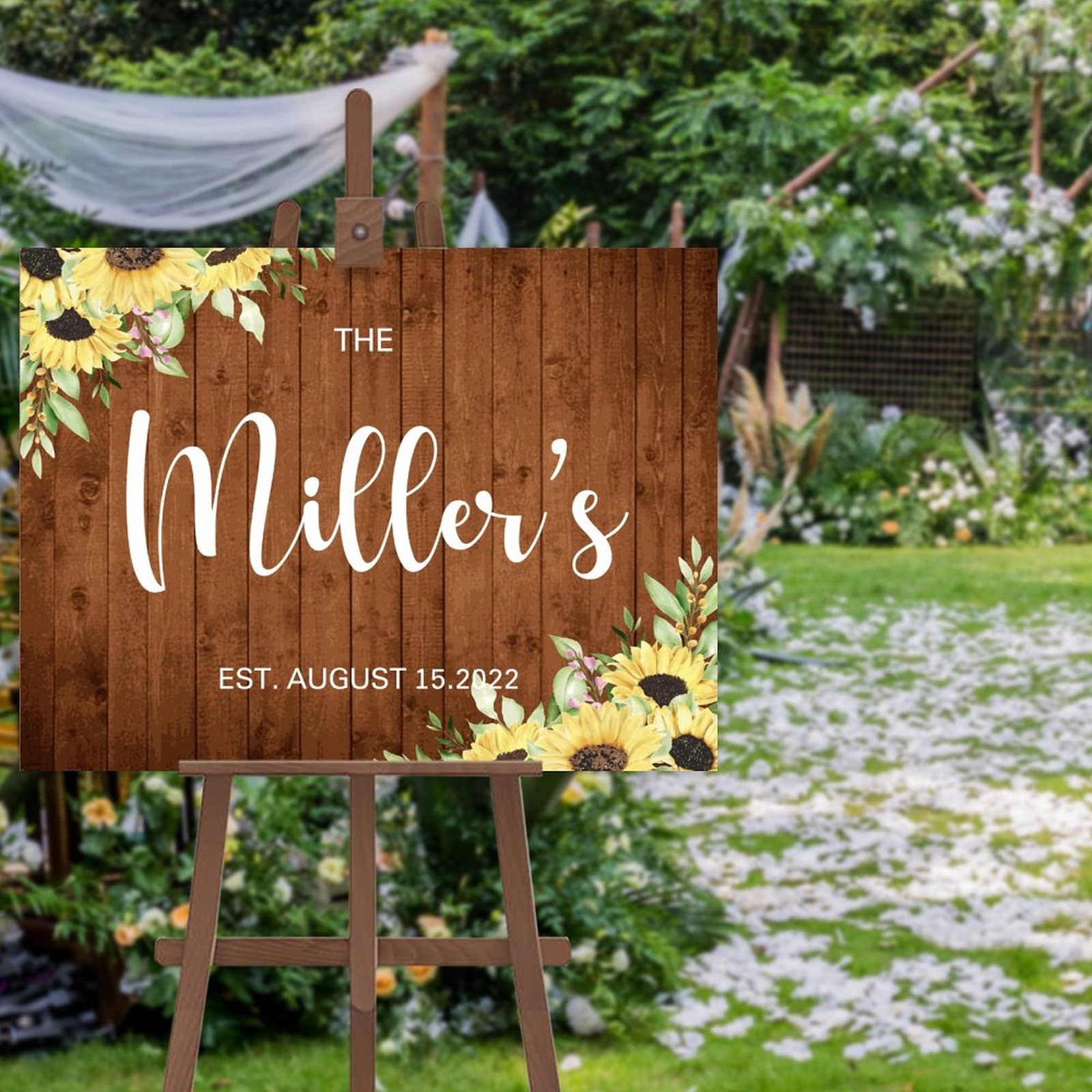 Panneau de bienvenue mariage tournesol pour décoration de fête prénuptiale champêtre