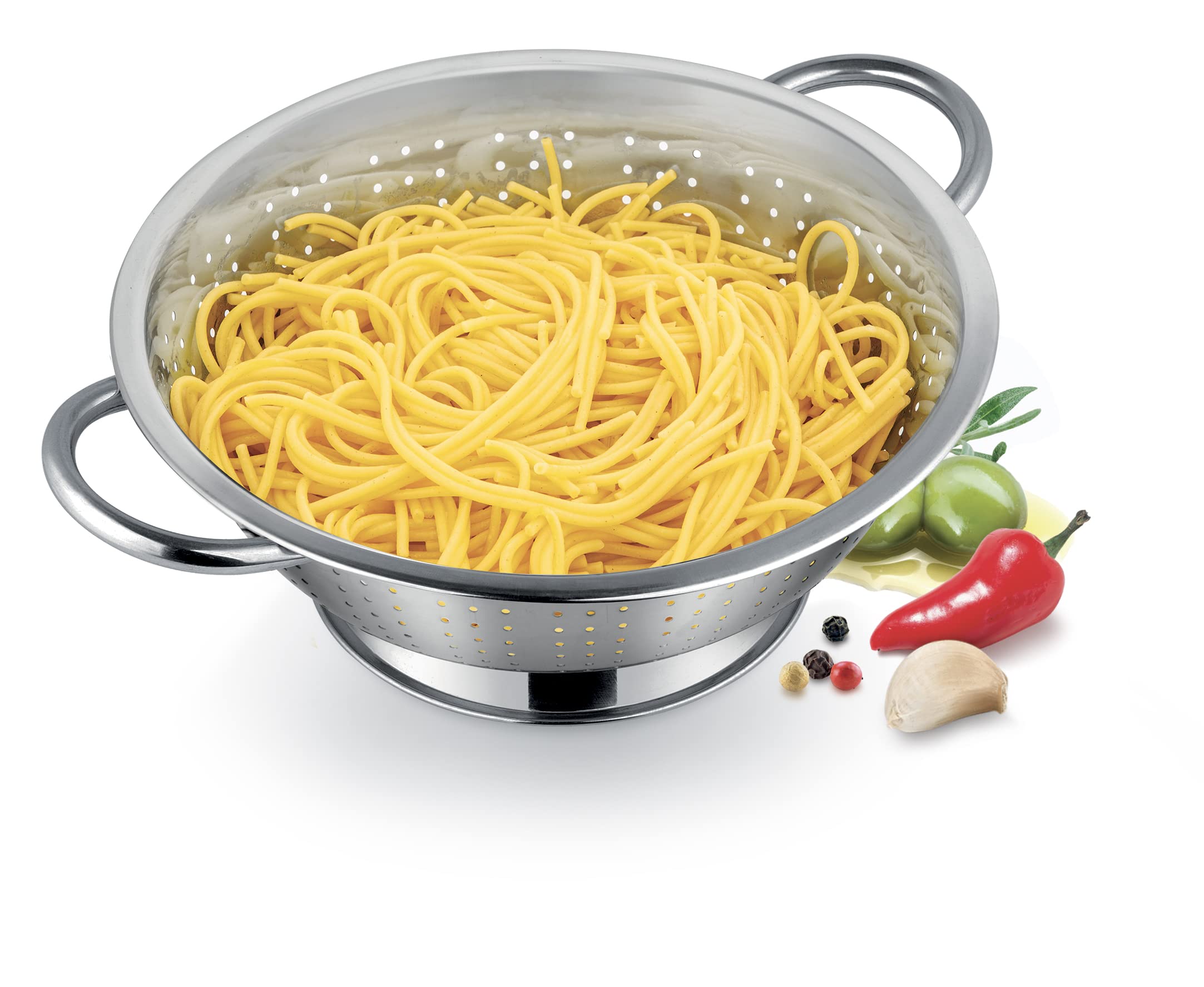 Tescoma 428510 Colador con base y dos asas, acero inoxidable, línea GrandChef, diámetro 20 cm