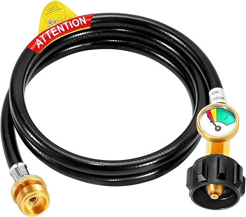 GasSaf Manguera adaptadora de propano de 5 pies, conexión de 1 libra a 20 libras, manguera de tanque de propano y calibre para Mr Heater Buddy,