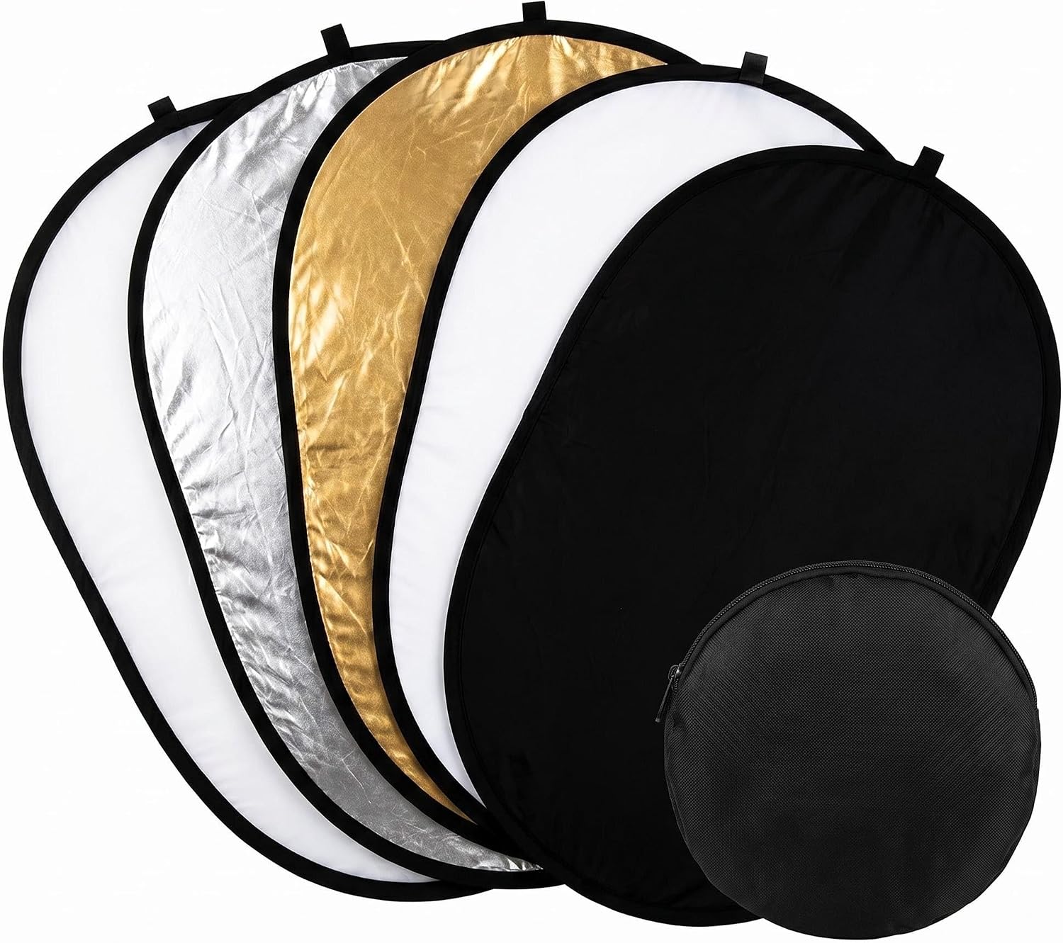 5-in-1 Photography Reflector, Multi-Disc Collapsible Light Reflector with Bag - Super Portable for Studio/Macro Photography - Translucent, Silver, Gold, White and Black (24" x36”)