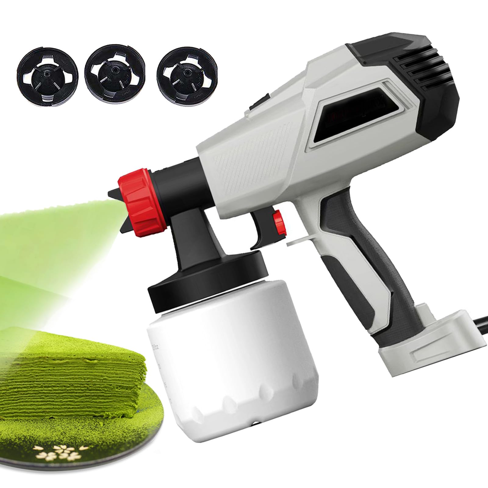 Kit De Pistola Pulverizadora De Chocolate 500w/800w, Aerógrafo Eléctrico De Decoración De Pasteles 800ml Con 3/2 Boquillas, Volumen De Pulverización Ajustable Para Repostería, Postres Y Máquina 500W