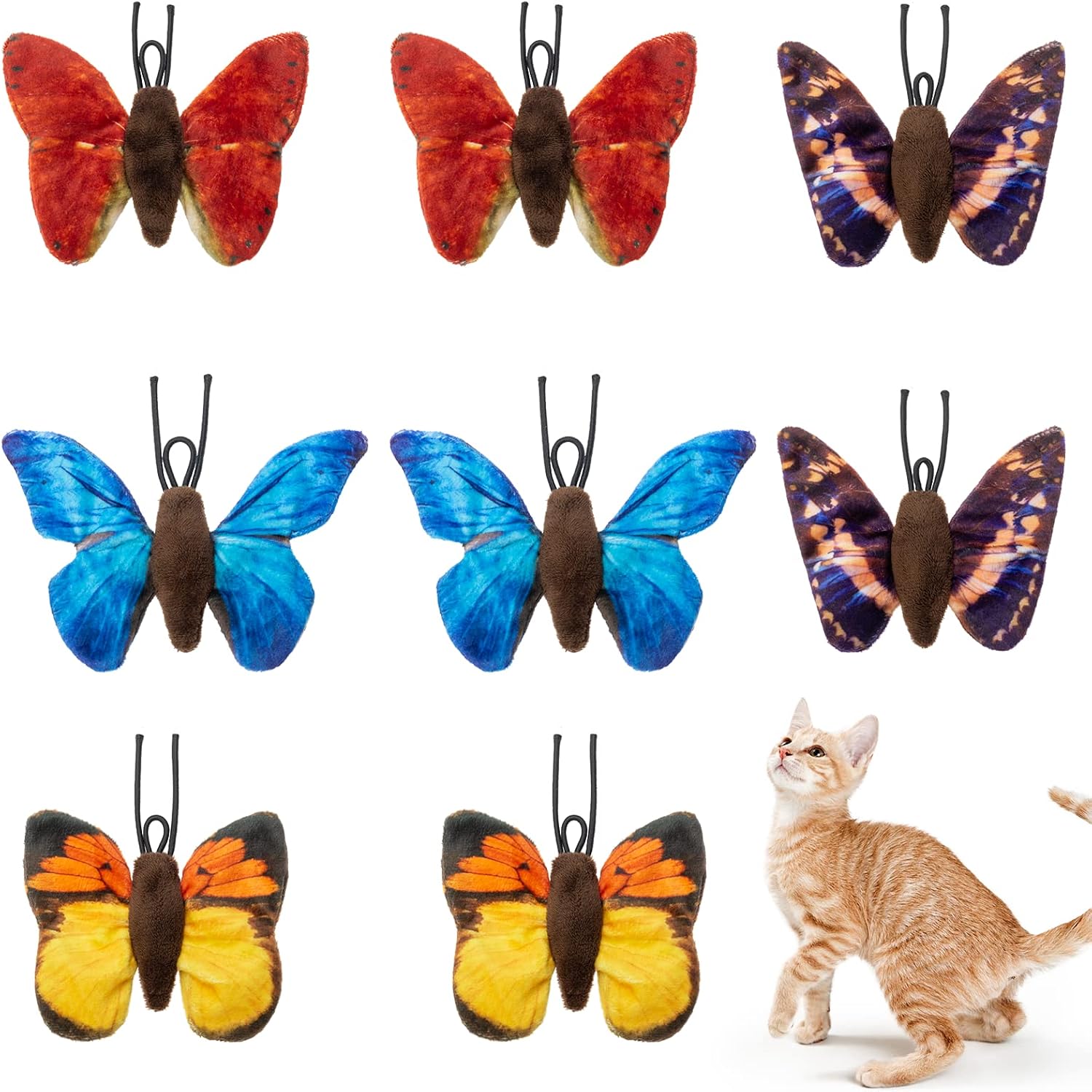 BINGPET Butterfly Catnip Toys for Indoor Cats - 8 PCS Realistic Interactive Cat Toys for Cat Wand Replacement with Cinkle Paper, Funny…