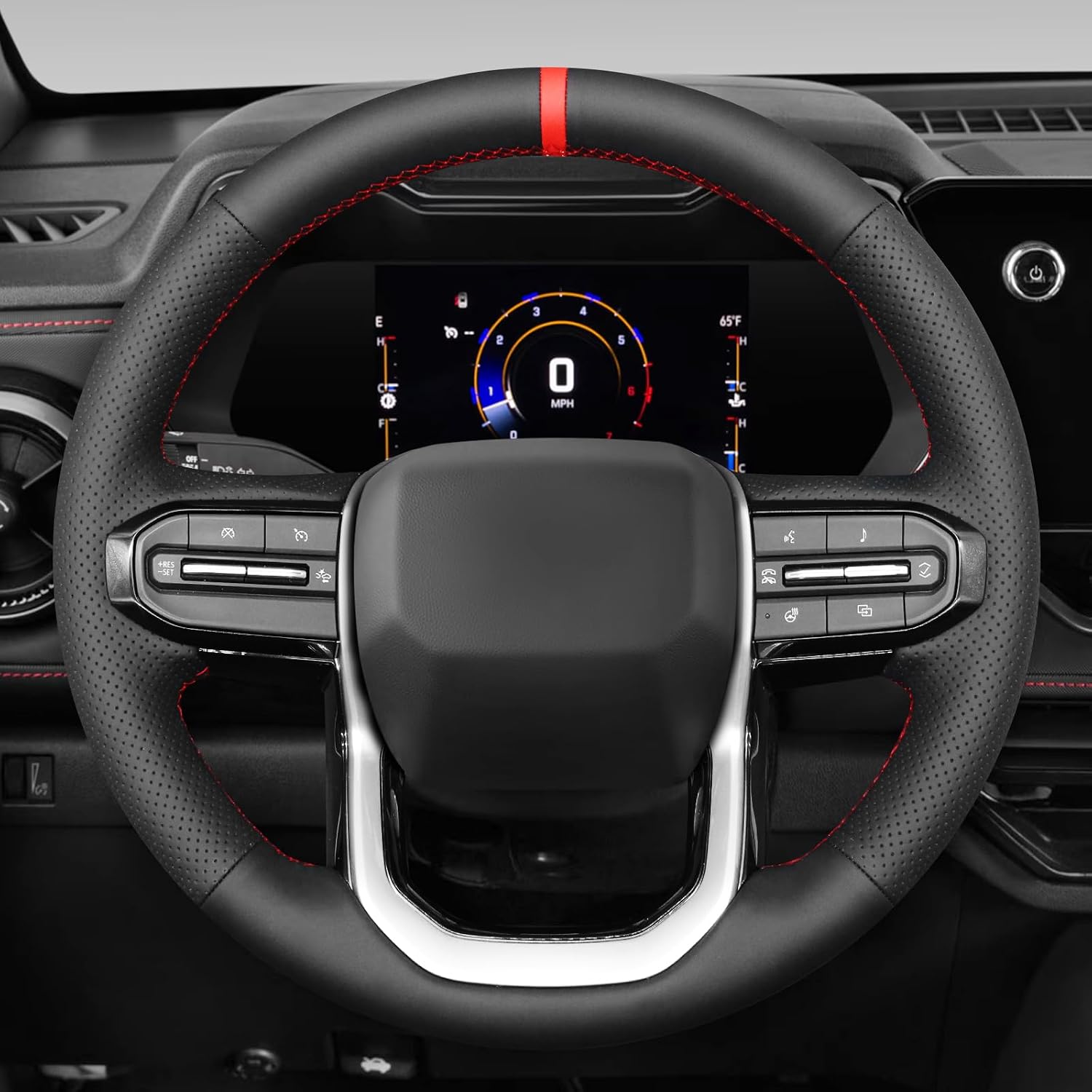 MEWANT Steering Wheel Cover for Chevy Colorado 2023-2024 Hand-Stitched Leather Steering Wheel Wrap