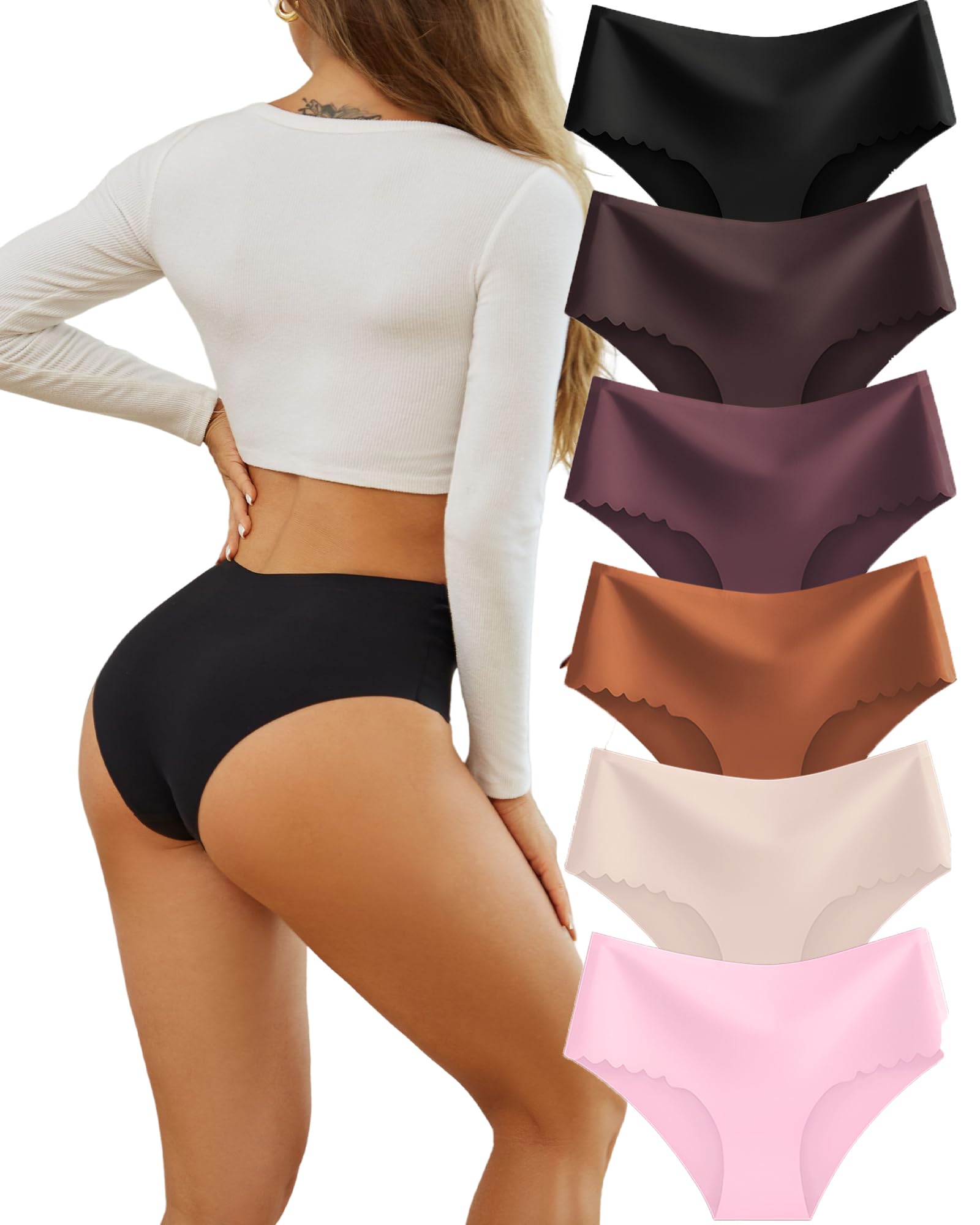 Sth Big Unterhosen Damen Nahtlose Hohe Taille Seamless Slips Damen High Waist Unterwäsche Frauen Bequem Hipsters Pantys Ohne Abzeichnen Taillenslip Nahtlos Underwear Women Slips Mehrpack 6