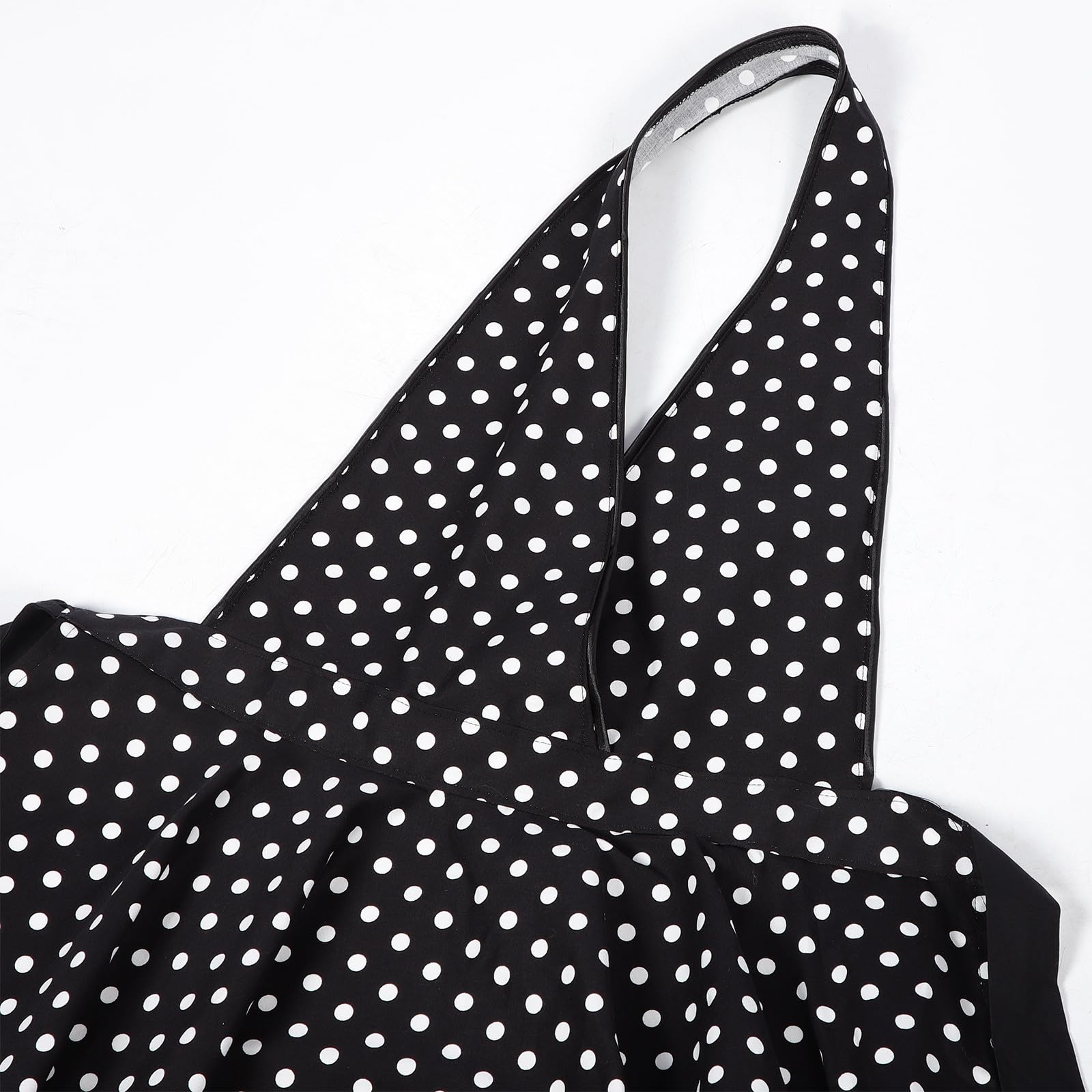 Alipis Delantal de Cocina Retro para Mujer Negro Estampado de Lunares, Cómodo y Transpirable, de Tela Vintage Adecuado para Tareas Domésticas y Hornear