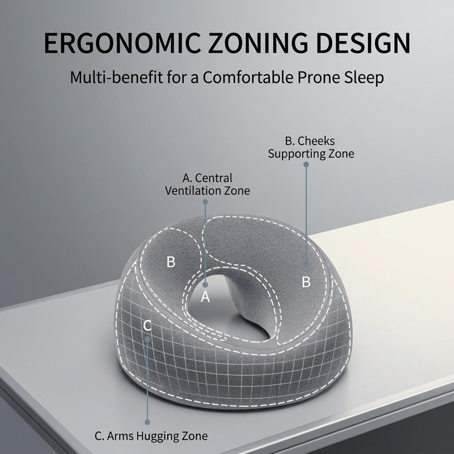 Face Down Pillow - U-Shape Massage Headrest for Bed with Memory Foam, Green Ergonomic Face Cushion for Comfortable Stomach Sleeping, Spa & Salon Use, Indoor Decorations