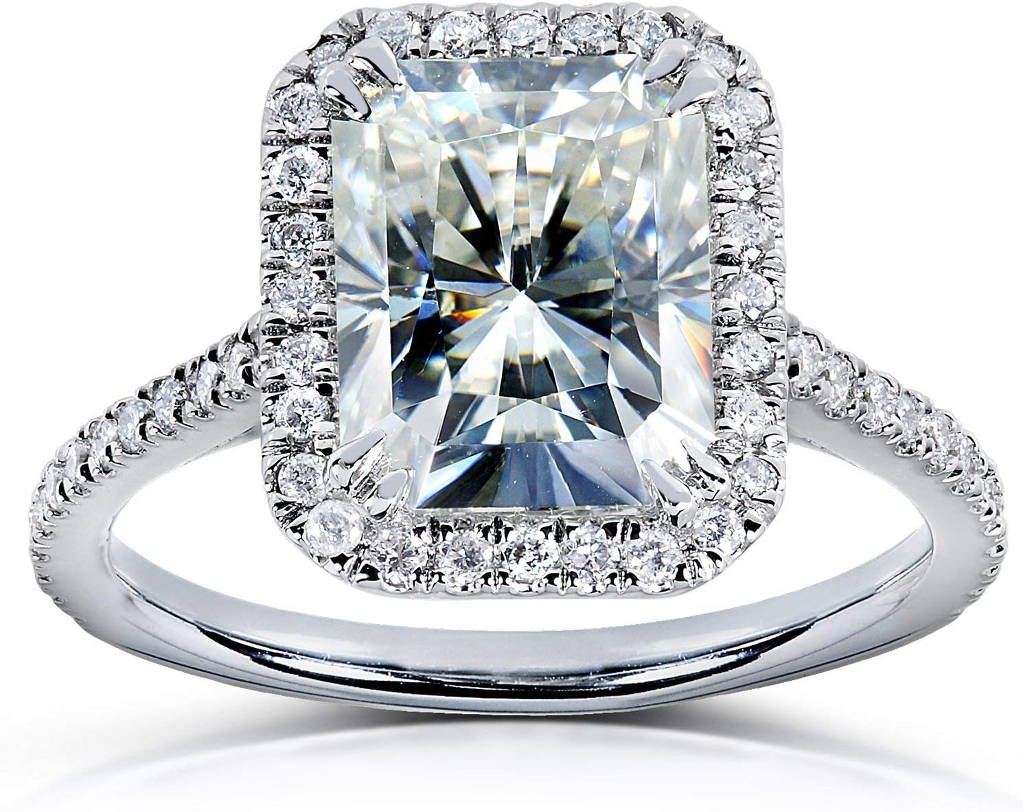 Radiant-cut Moissanite Engagement Ring 3 CTW 14k White Gold