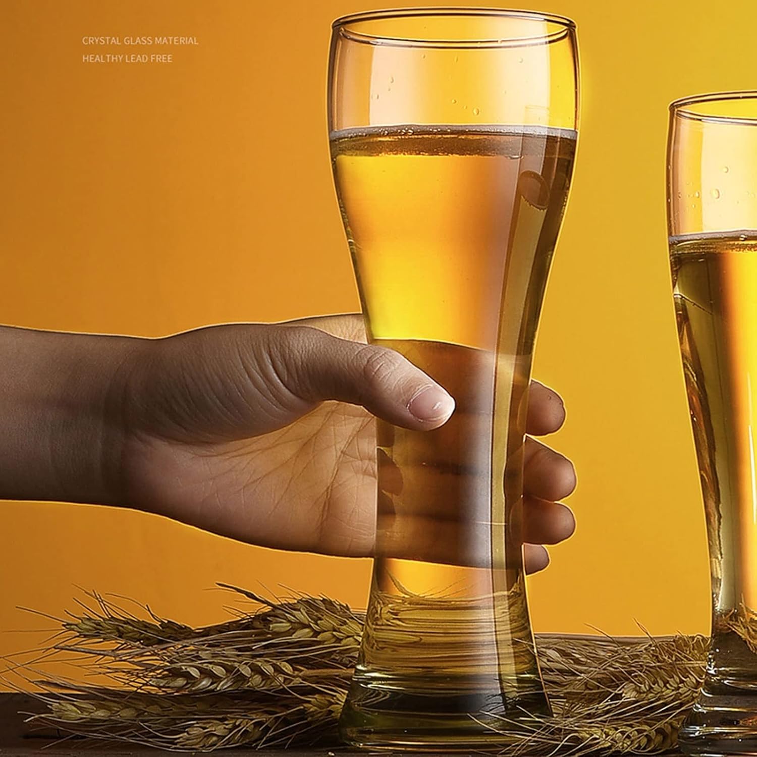 Drinking Glass Large 6-Piece Beer Glass Cup Set 16oz Creative Beer Whiskey Juice Glassware Lead-Free Large-Capacity Clear Glass Set Glasses