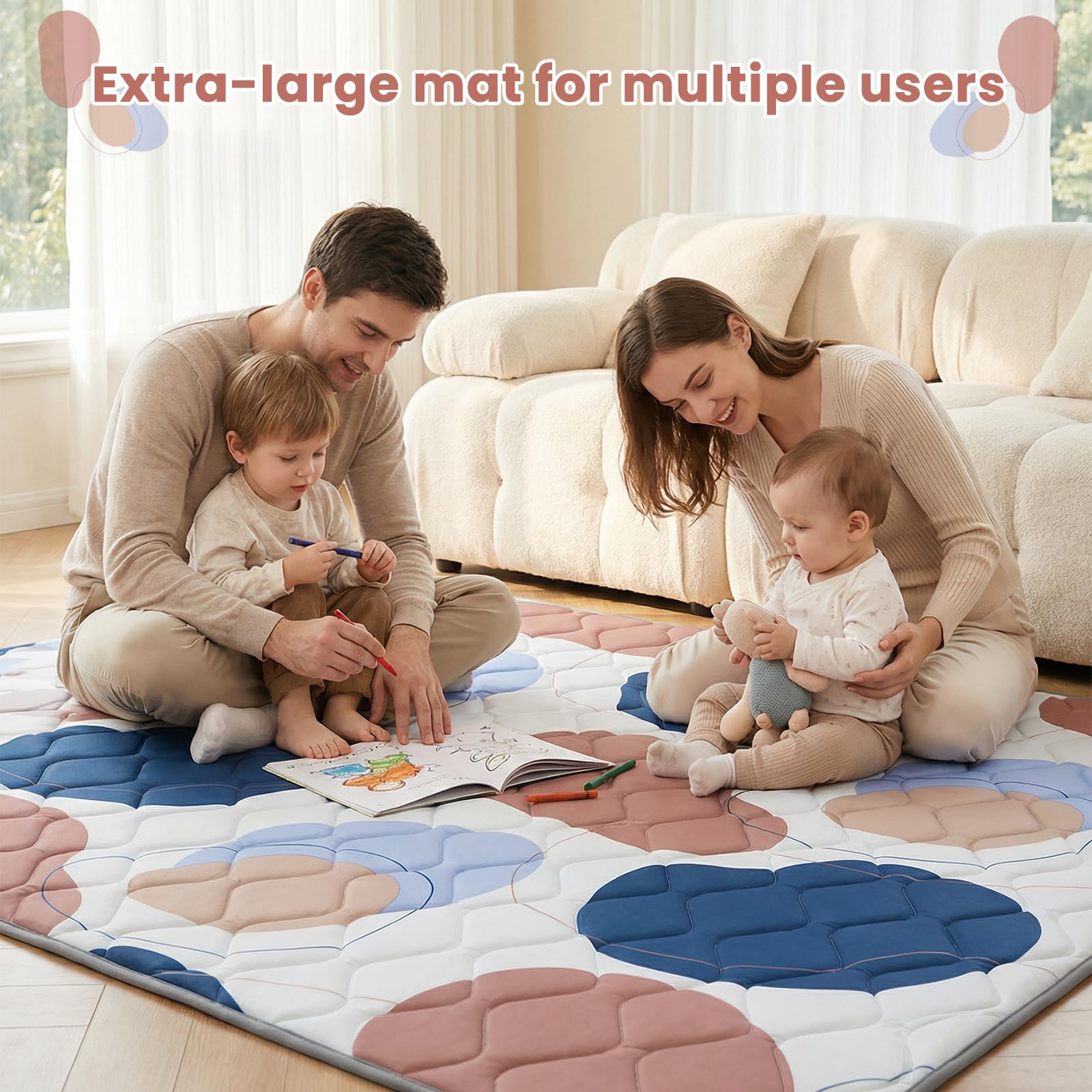 UBRAVOO Tapis de jeu pour bébé, tapis de parc à ramper épais et doux en mousse pour bébés et tout-petits, tapis d'éveil pliable, antidérapant et lavable en machine (art moderne, 180,3 x 150 cm)