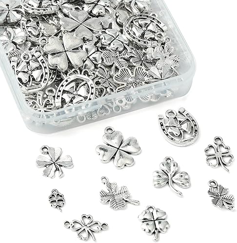 Miniatura 7 de DanLingJewelry Dijes de estilo tibetano con formas temáticas surtidas, colgantes para collares, pulseras, aretes, suministros de manualidades, Plata