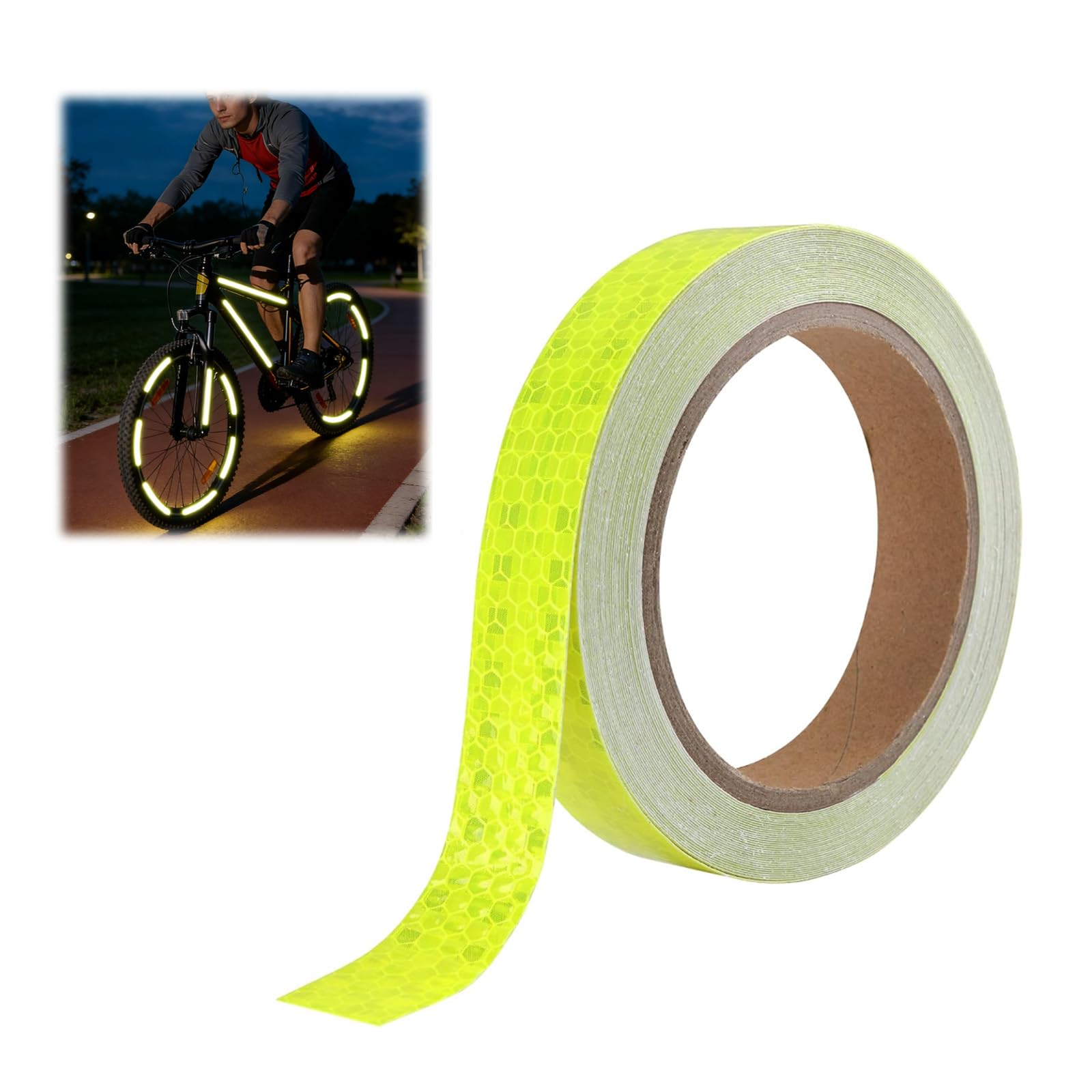 FWYDRJZC Reflective Tape, 2 cm x 10 m Fluorescent Outdoor Waterproof Tape, Self-Adhesive High Visibility Warning Night Sticker, Yellow Safety Tapes for Bikes Motorcycles Helmets Backpacks and Fitness