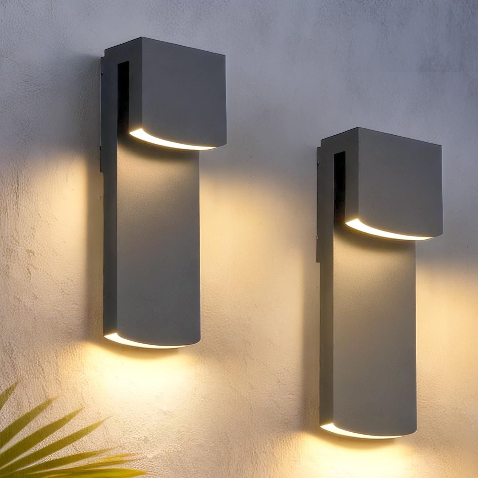 Photo 1 of ElilyGiA IP65 Waterproof Outdoor Modern LED Wall Light Fixtures, Black Exterior Wall Sconces 32W 3000K, Porch Patio Light Fixture Outdoor Wall Lights Outside Lights for House Garage Front Door 2 Pack