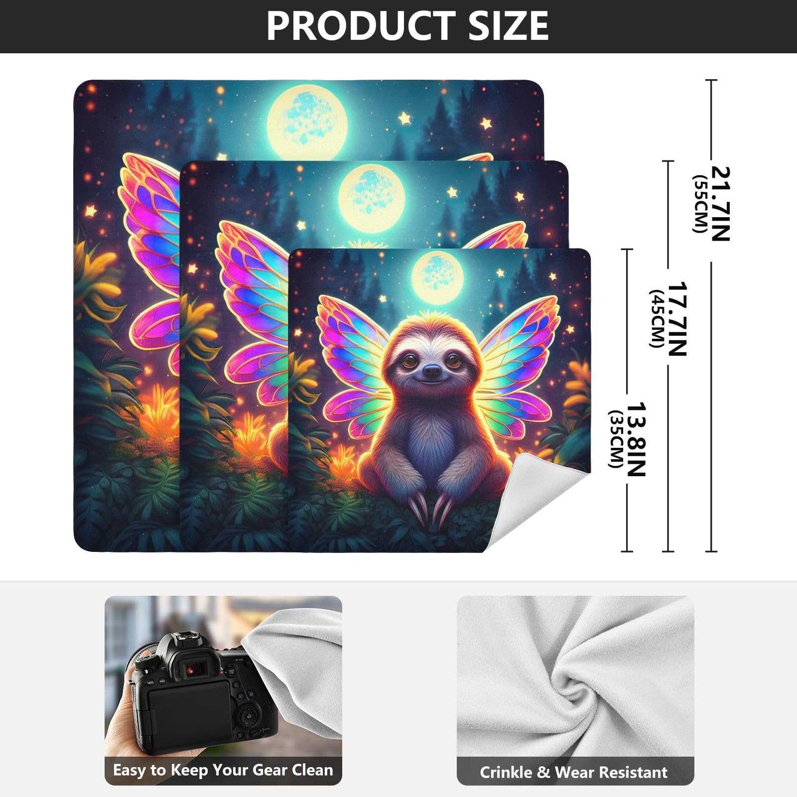 ODAWA Anti-scratch Lens Camera Wrap Cartoon Sloth Fairy Wings Self Adhesive Cloth 13.8