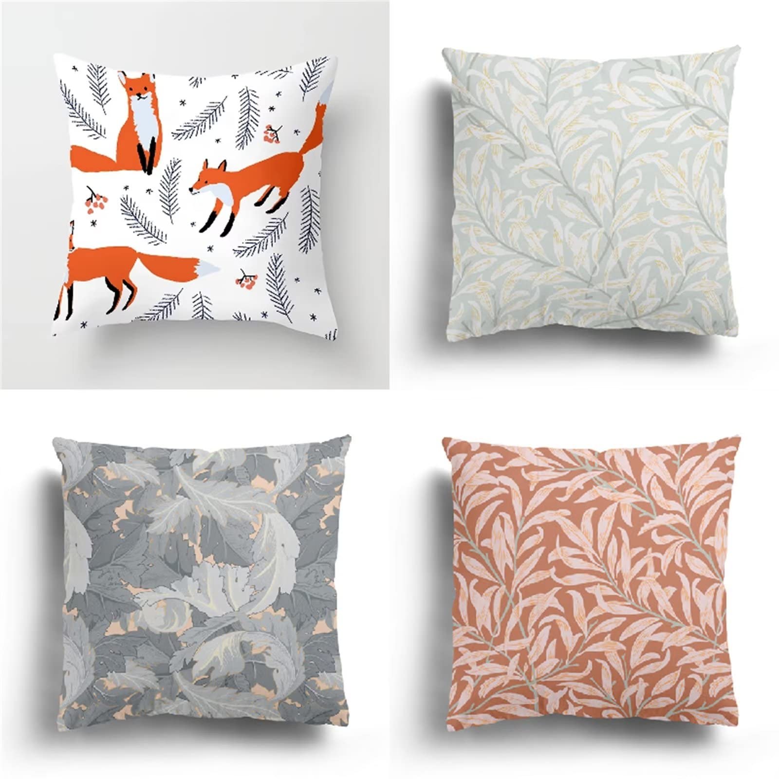 Set Di 4 Copricuscini Quadrati In Lino E Cotone 45x45 Cm – Cerniera Nascosta, Beige Chiaro, Per Divani E Letti