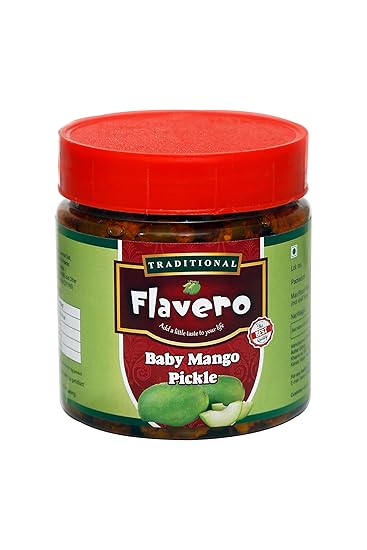 Flavero Baby Mango Pickle (400gm) I Seedless Mango Pickle I Enjoy Our 22 Varieties of Pickles I Visit Flavero Store