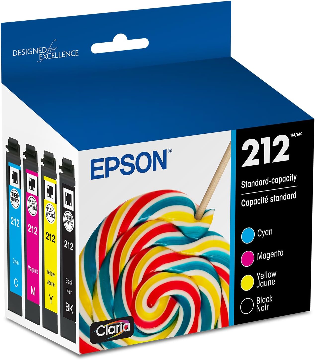 EPSON 212 Claria Ink Standard Capacity Black & Color Cartridge Combo Pack (T212120-BCS) Works with WorkForce WF-2830, 2850 and Expression XP-4100, 4105