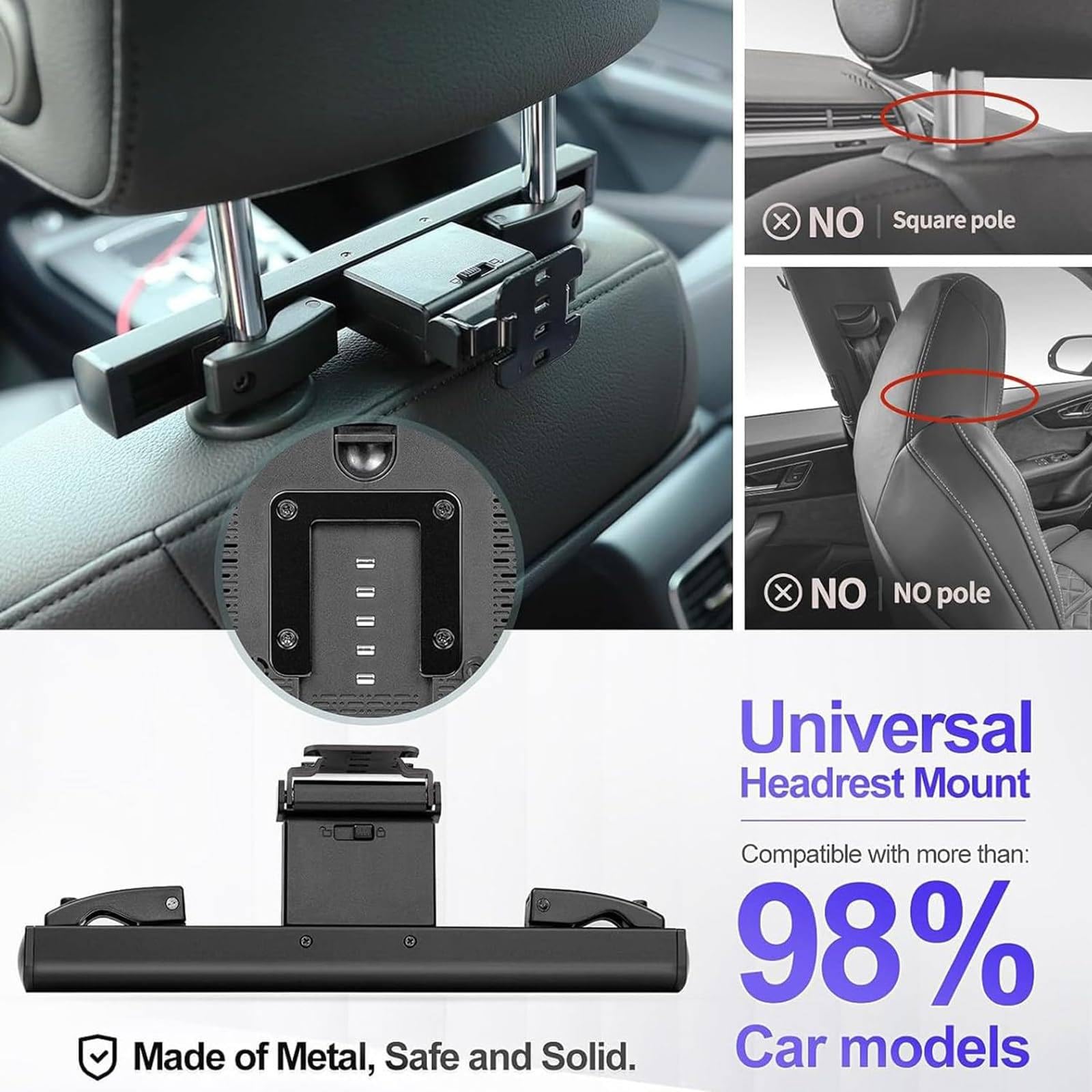 Videoplayer FüR Die KopfstüTze Im Auto, 13,3-Zoll IPS HD Display, 2GB + 32GB, UnterstüTzt Wi-fi/HDMI/USB/FM, UnterstüTzt Kabellose Handyspiegelung, Mit 7 Arten Von AtmosphäRenlichtern