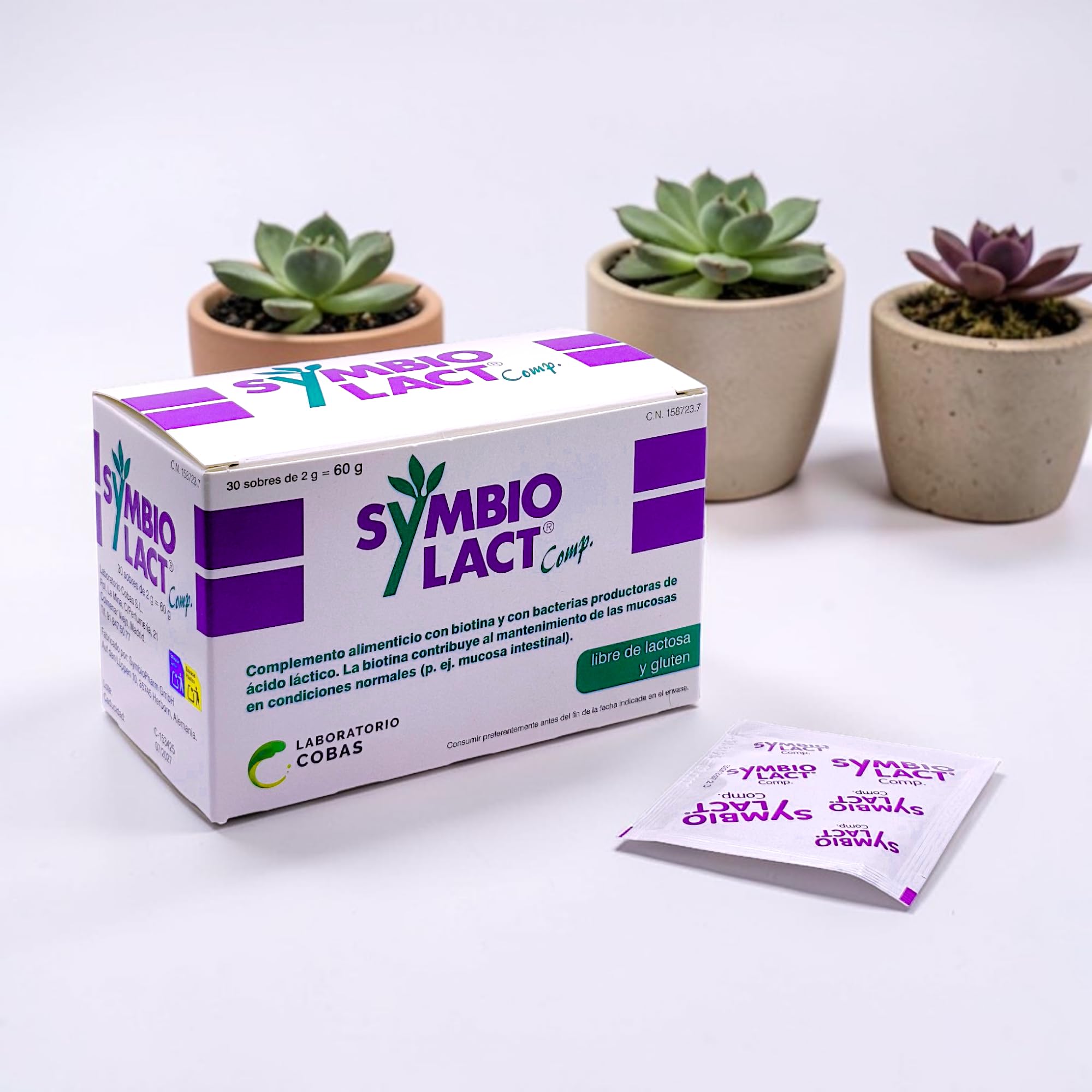 Symbiopharm Symbiolact Comp Pack Ahorro 2x30 Sobres Probiótico Digestivo 4 Cepas Biotina Polvo Soluble