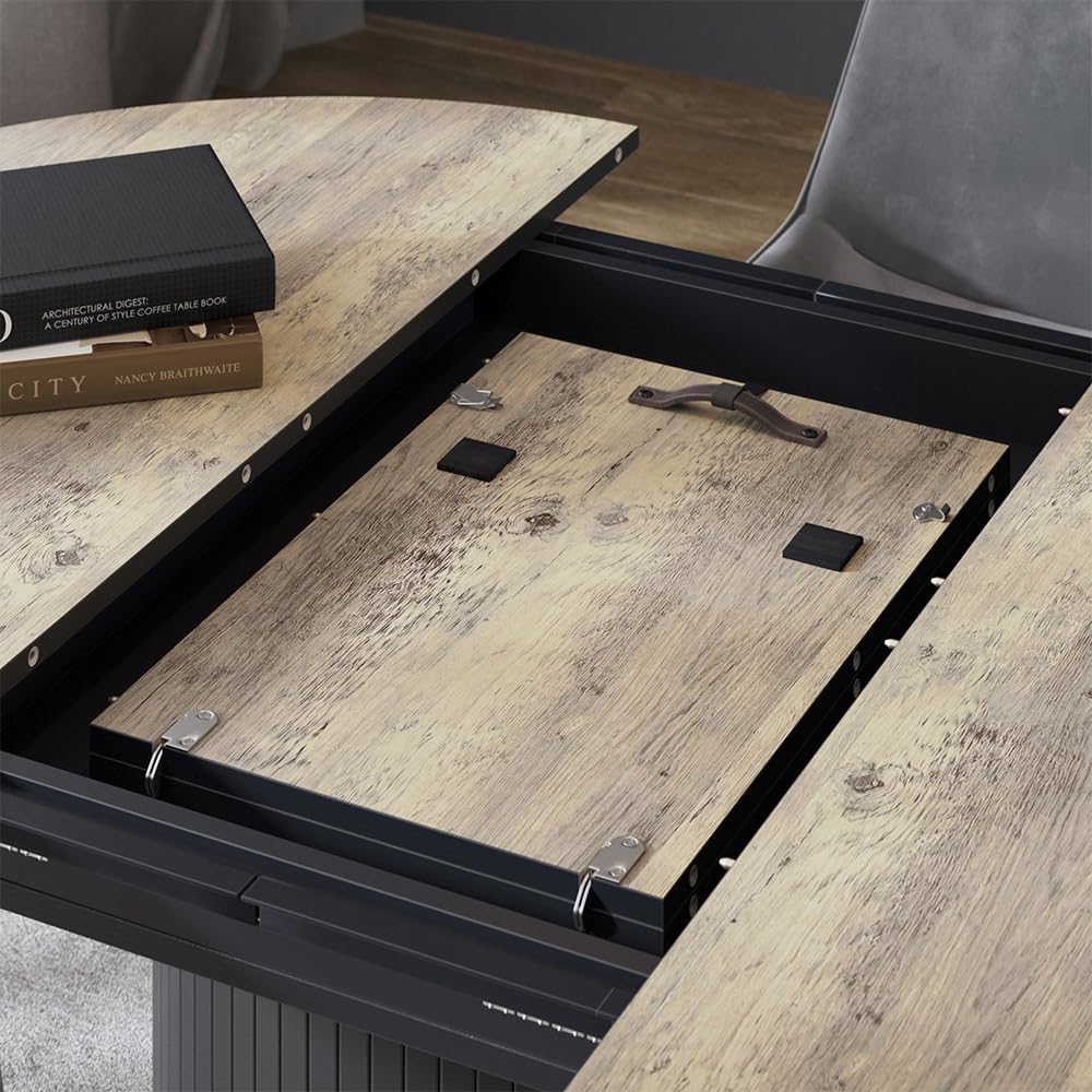 Vicco Table de Salle à Manger Tavero Chêne Rustique/Noir 120-160x120 cm
