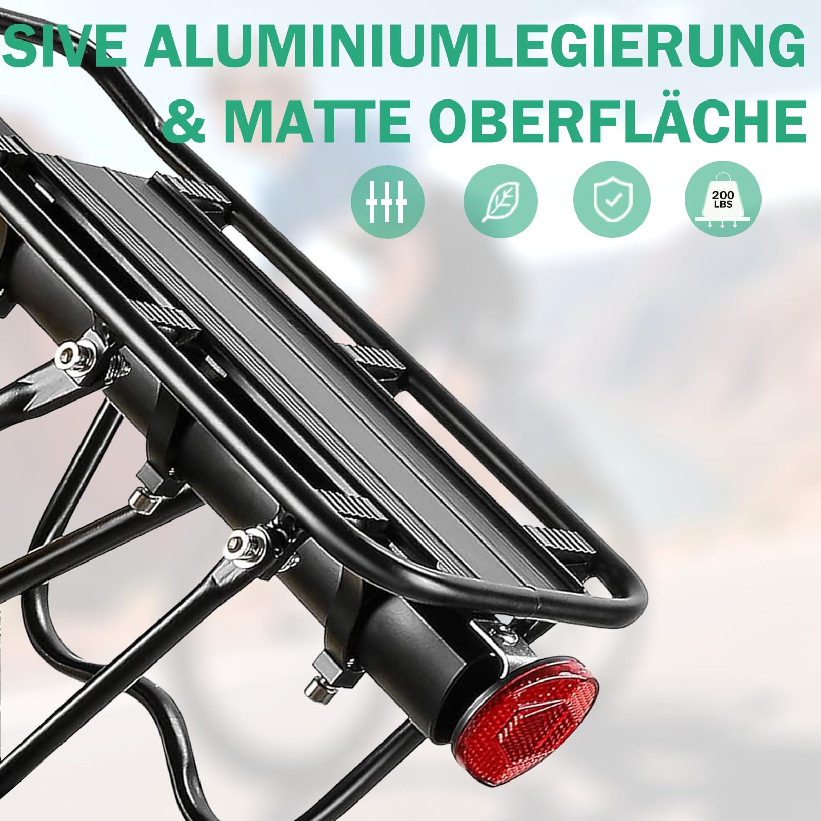 Fahrradträger hinten, 50 kg Kapazität, Schnellentriegelung, mit Kotflügel und Reflektor, robuster Gepäckträger für die Rückseite des Fahrrads, passend für 24-29 Zoll Räder