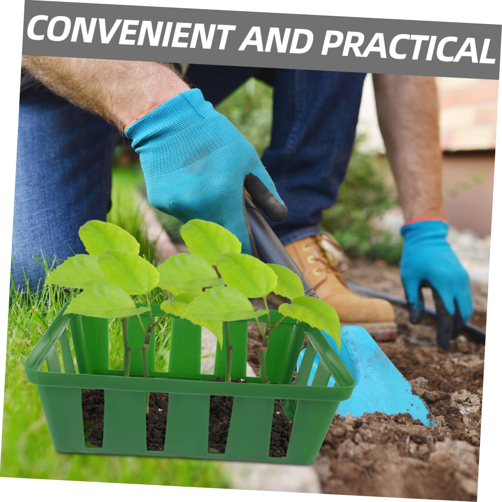 VANZACK Bandeja De Canasta De Plantación Hogar Envase Macetas Maceteros para Bote Ollas De Plántulas Cestas De Siembra Maceta De Vivero De Plantas Páginas Verde 3 Piezas X 4
