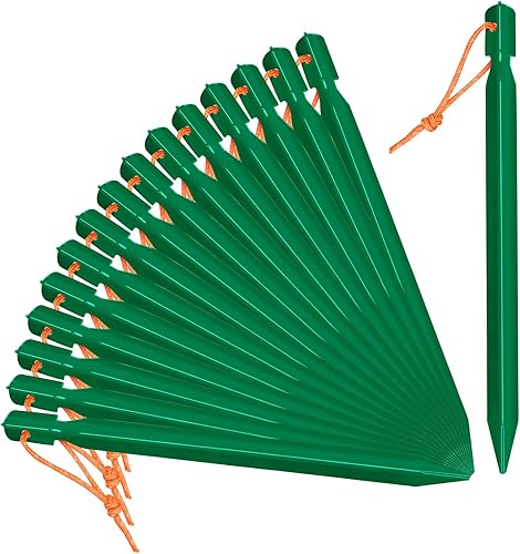 Juego de 16 estacas de aluminio para tienda de campaña ligeras duraderas y seguras de metal para exteriores color verde