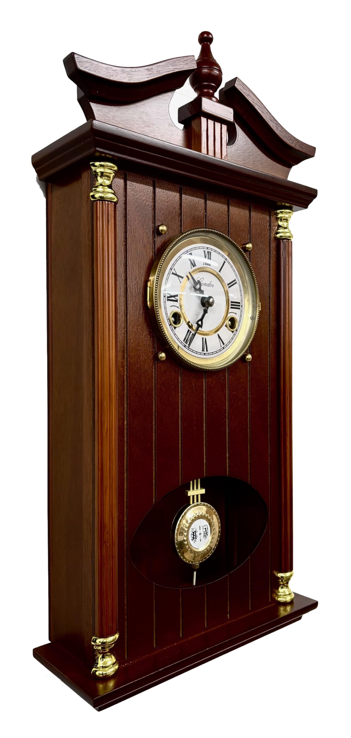 Reloj de Pared de péndulo 60x29x10cm, Reloj mecánico 31 dias, Suena Las Medias y Las Enteras, Espectacular, con Mueble, Sonido Gong