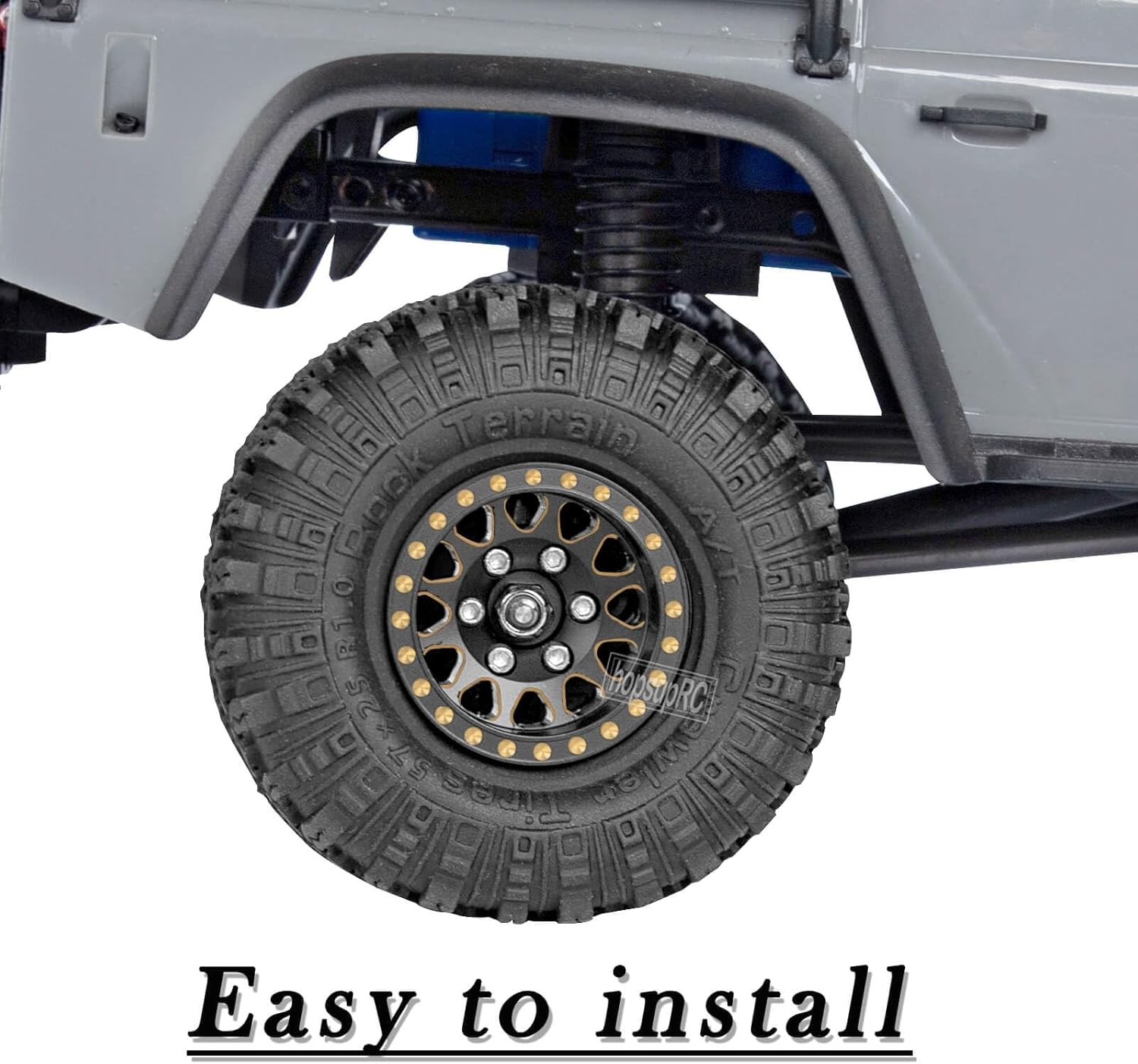 RC Full Brass 1.0in Beadlock RC Truck Tires Wheel Tires Upgrades Part for 1/18 1/24 Trx4m Axial SCX24 RC Crawler,RC Wheels Hops Up(4pcs Black)