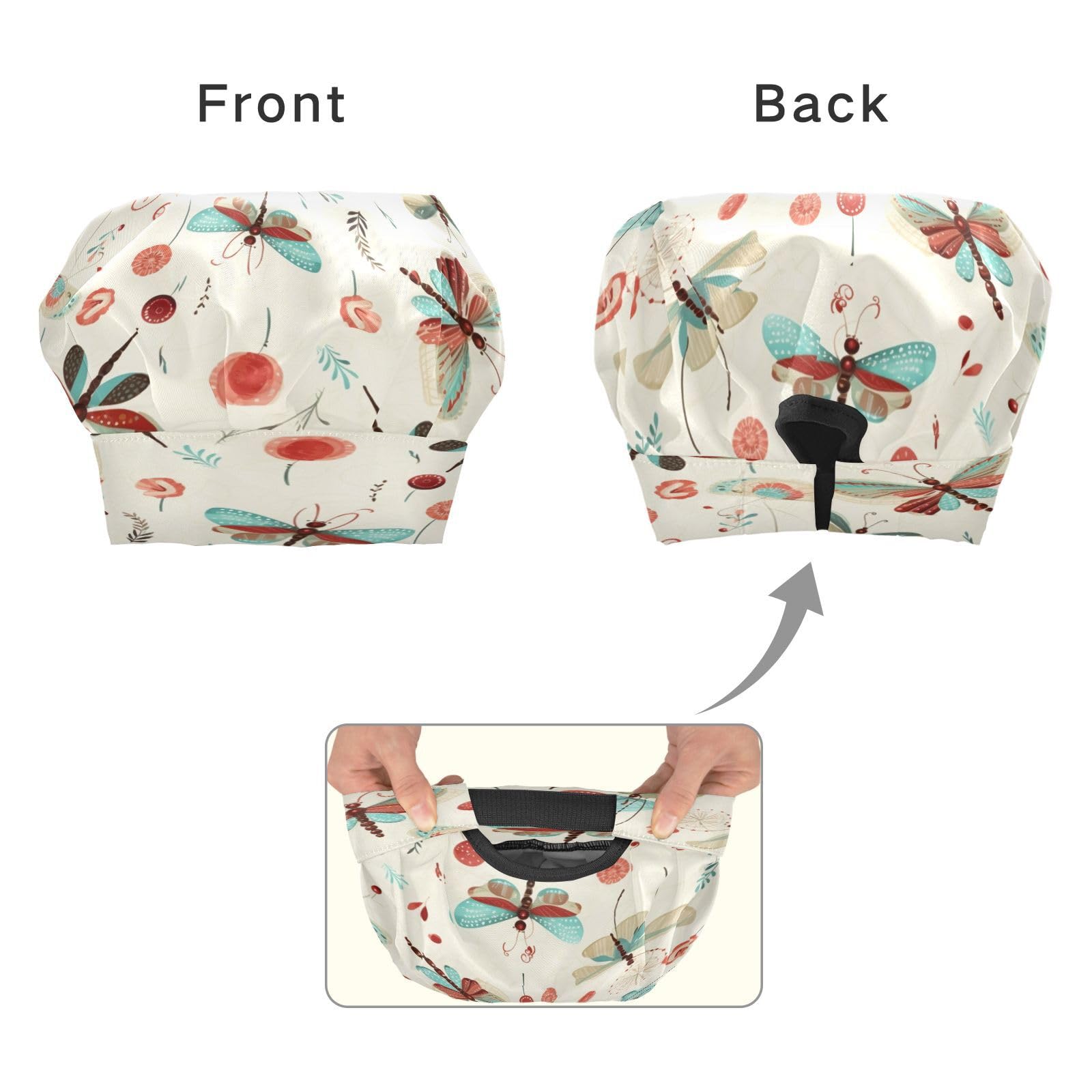 Bulletgxll Dragonfly Pattern Kids Apron and Chef Hat Set Adjustable Bib Aprons with Pockets for Cooking Baking Painting