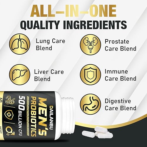 Miniatura 4 de Probióticos para hombres 500 mil millones de UFC, 16 en 1 Probióticos avanzados para hombre para salud digestiva, inmunidad y metabolismo, próstata