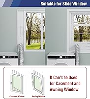 Vista 3 de Kit de ventilación de secadora para ventana, kit de ventilación de ventana ajustable con cubierta de ventilación de secadora para exterior, manguera