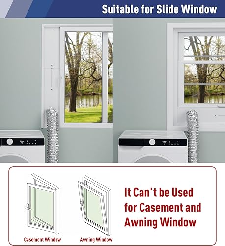 Miniatura 3 de Kit de ventilación de secadora para ventana, kit de ventilación de ventana ajustable con cubierta de ventilación de secadora para exterior, manguera