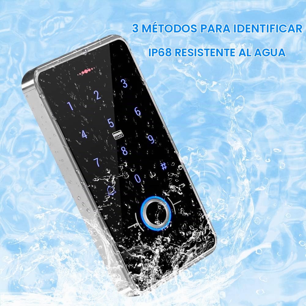 FST IP68 Impermeable RFID Control de Acceso por Huellas Dactilares Teclado Biometrics WG26 / 34 Teclado Táctil + 10pcs 13.56MHz Keyfobs para Sistema Control Acceso al aire libre