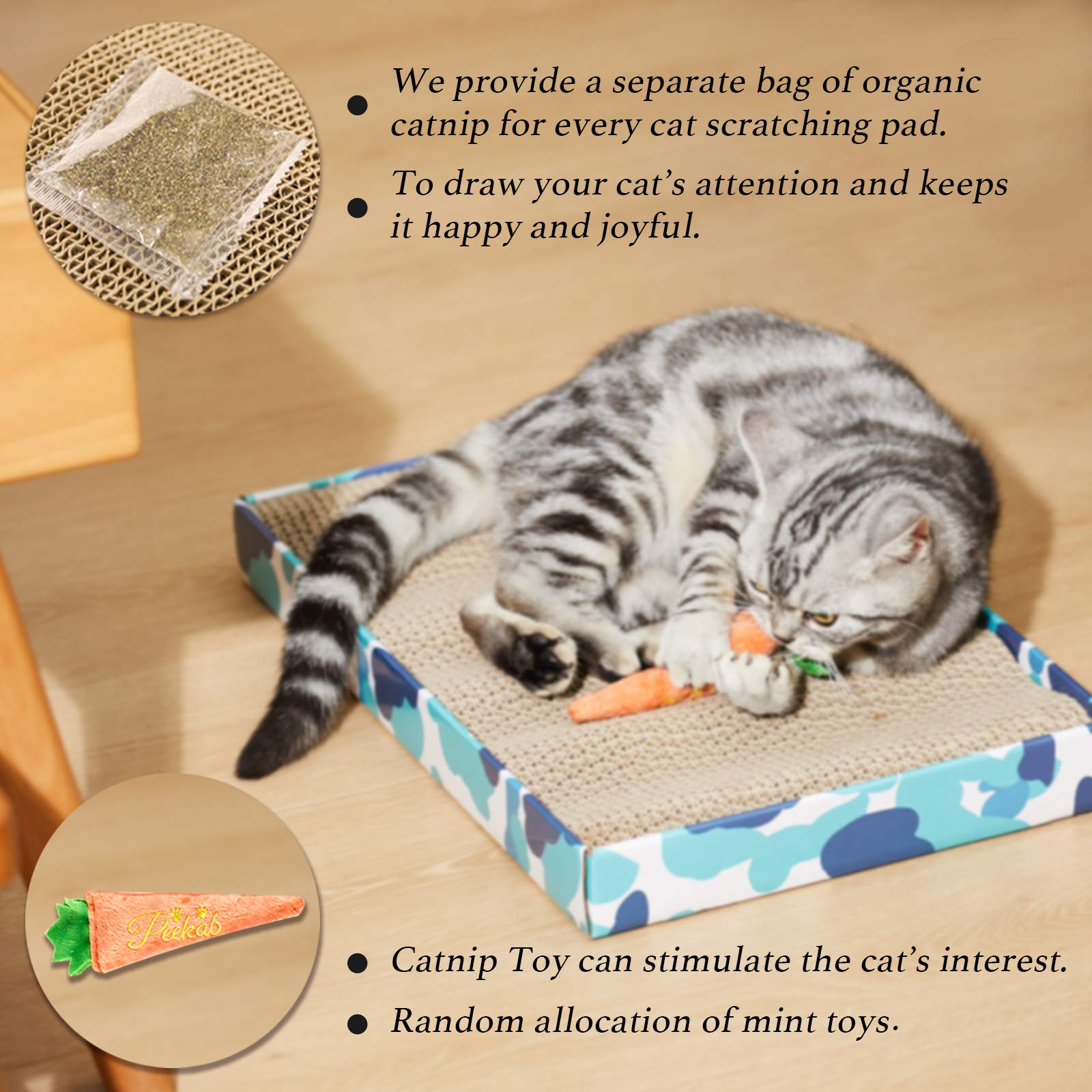 PEEKAB Rascador de cartón reversible para gatos, tabla de rascar corrugada para gatitos, cama con hierba gatera incluida (3 unidades, XXL)