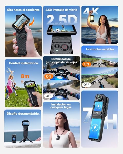 SJCAM C400 Paquete para Vlog 4K(Sin Tarjeta de Memoria), 7 Horas de Autonomía, Pantalla Táctil de 2.29", Estabilización de 6 Ejes, Cámara Deportiva Sumergible para Moto, Casco, Buceo y Youtube, Negro - 2