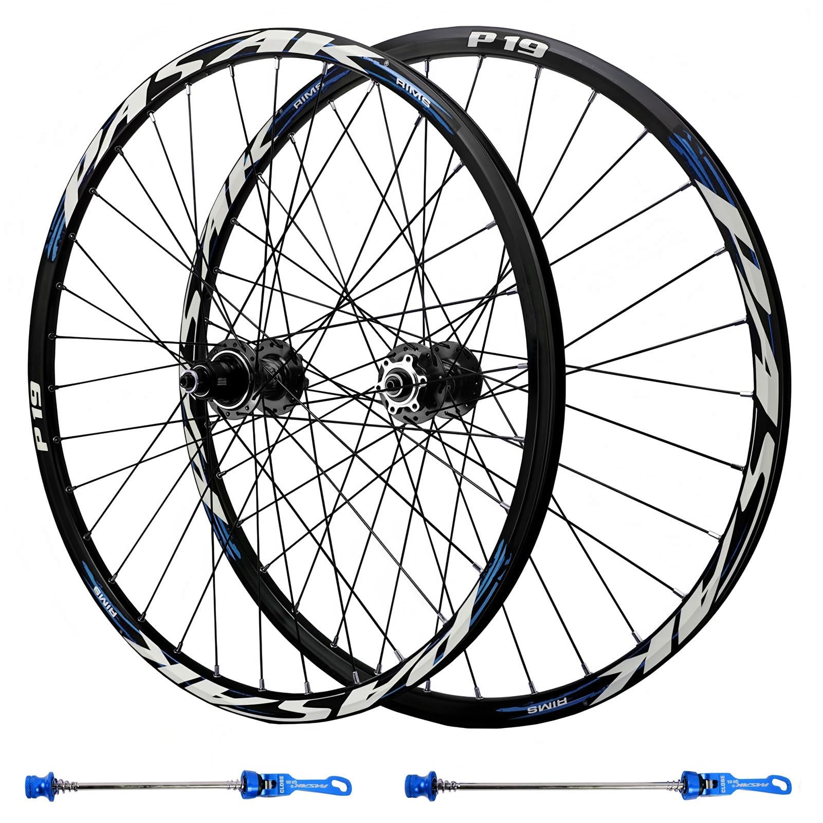 AuroraXQ XD-Hub zestaw kół do roweru górskiego, 26, 27,5, 29 cali, do 11-12 prędkości, podwójna obręcz ze stopu aluminium, szybkie zwalnianie, hamulce tarczowe, koła MTB 32H (niebieskie, 73.7 cm)