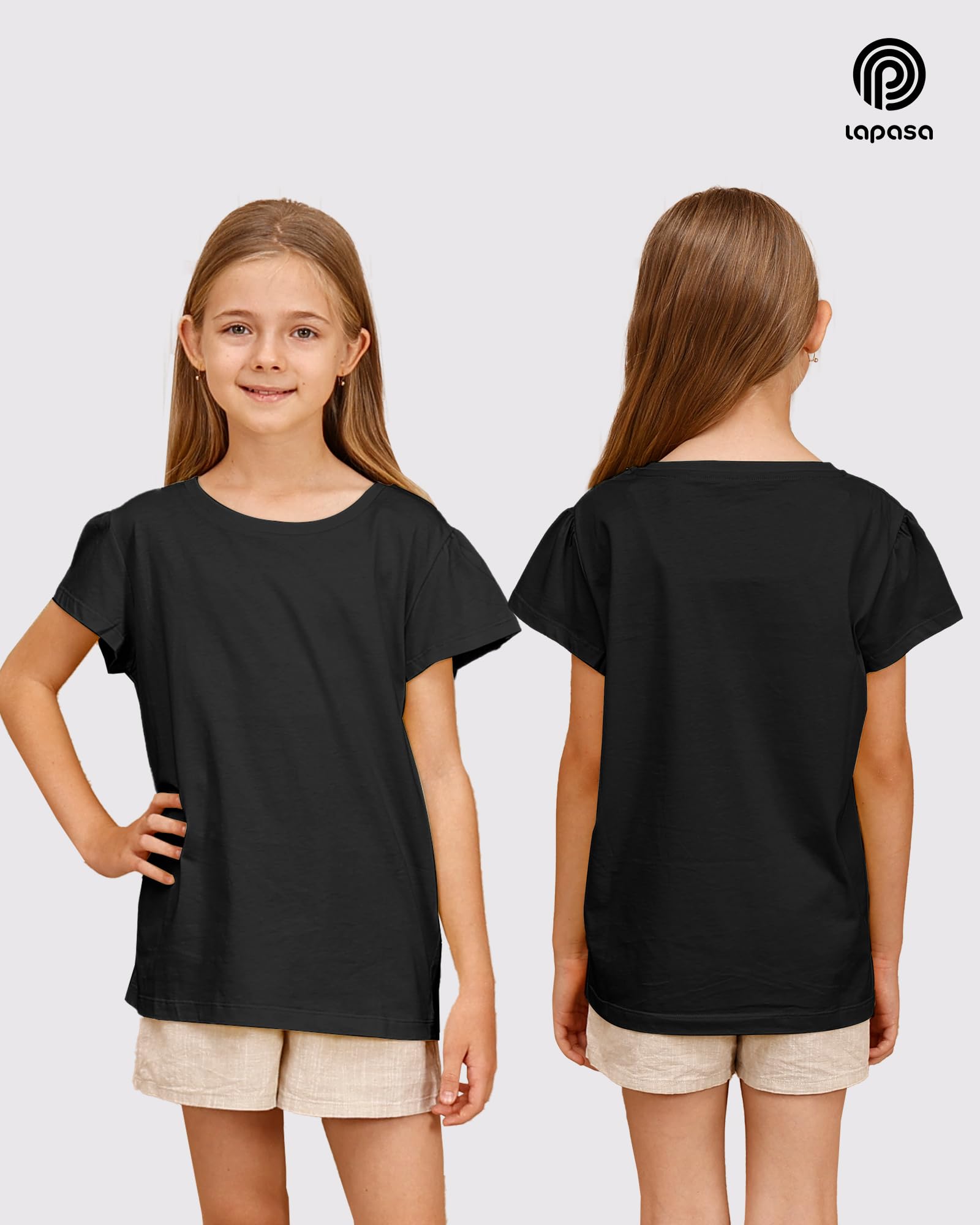 LAPASA Kinder T Shirt 100% Baumwolle 4er Pack Unisex 3-13 Jahre/ 95-165 Jungen Jungs Sport Tshirt K01